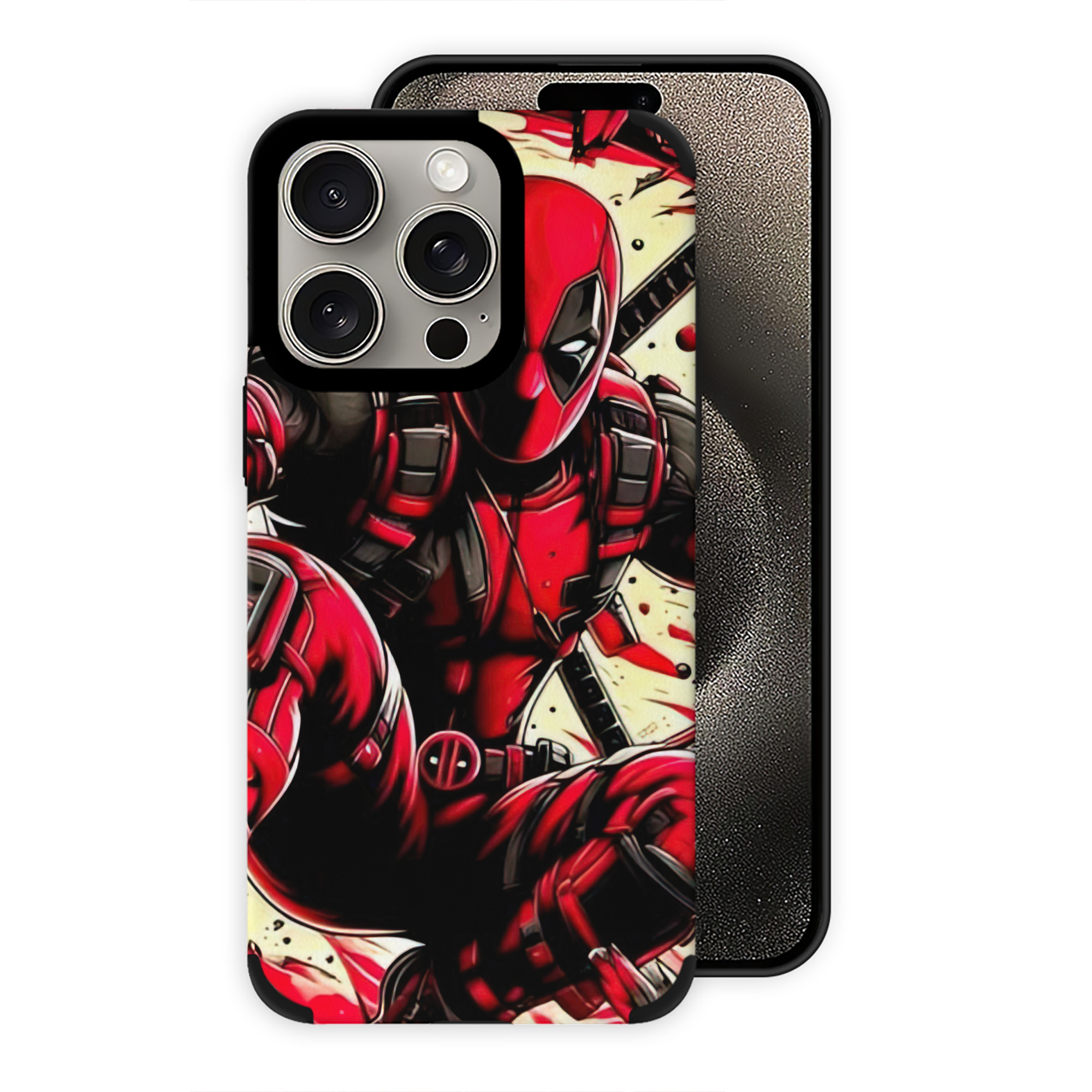 （画像用） Deadpool デッドプール 【iPhone15ProMax対応】 PUレザー スマホケース 耐衝撃＆黄変防止