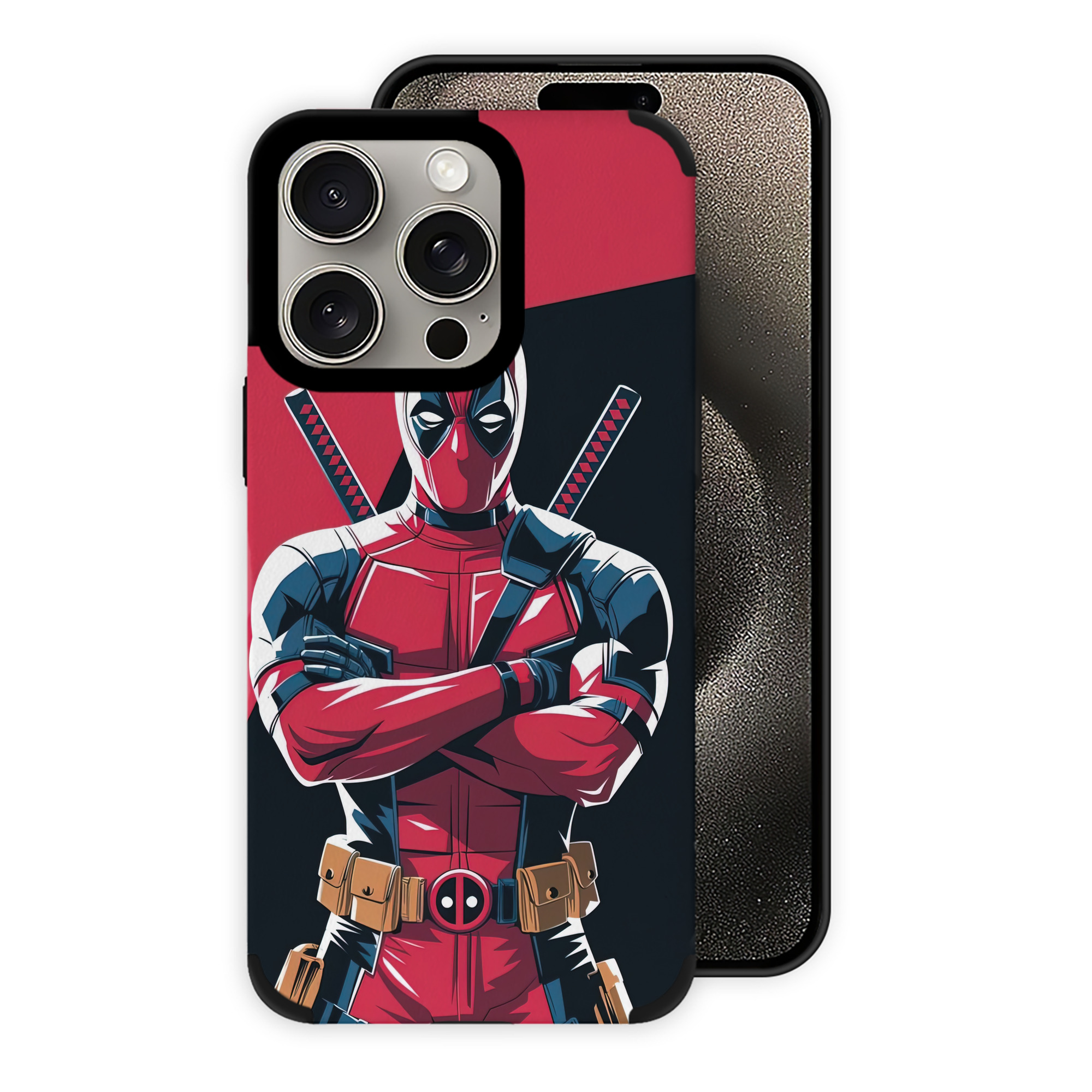 （画像用） Deadpool デッドプール 【iPhone15ProMax対応】 PUレザー スマホケース 耐衝撃＆黄変防止