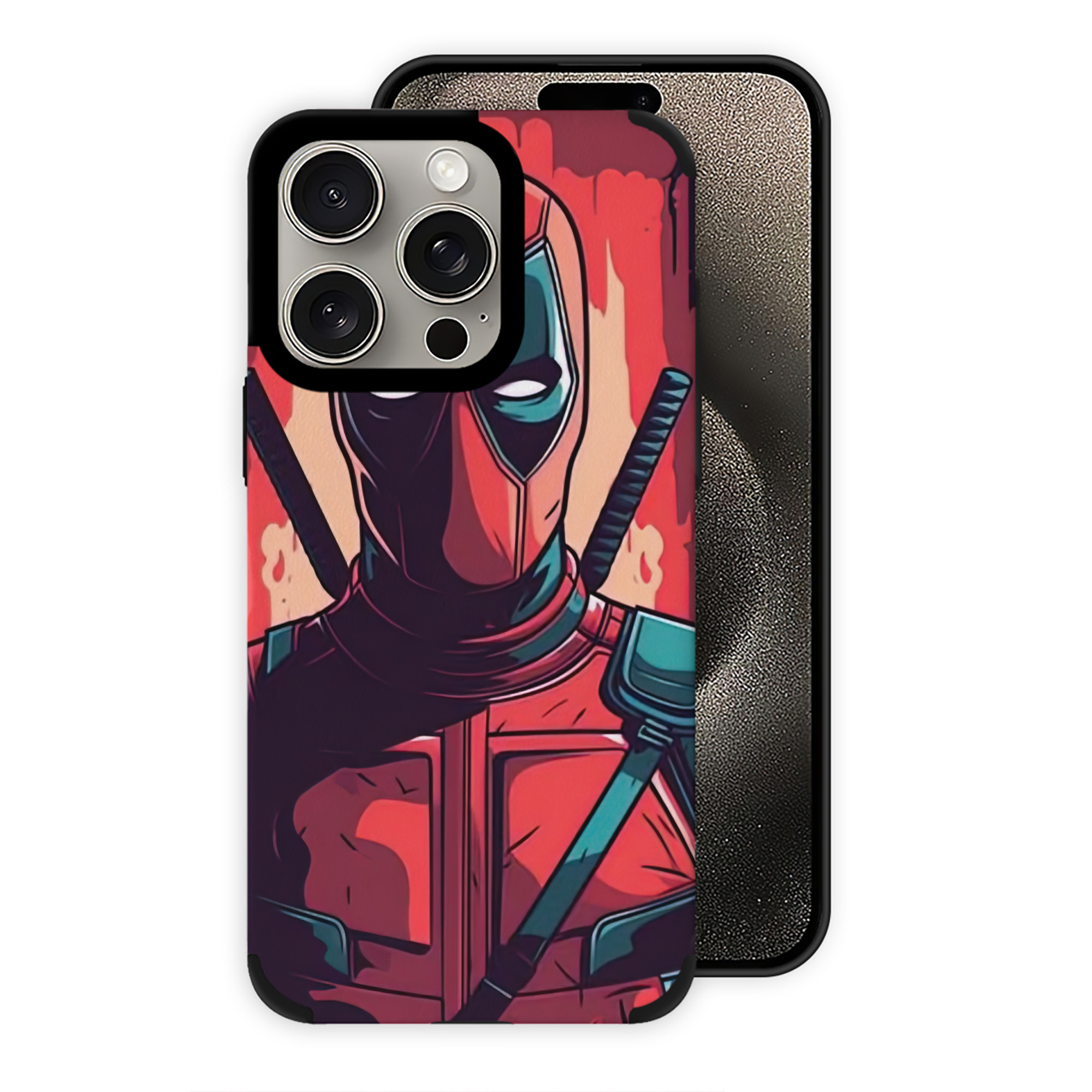 （画像用） Deadpool デッドプール 【iPhone15ProMax対応】 PUレザー スマホケース 耐衝撃＆黄変防止