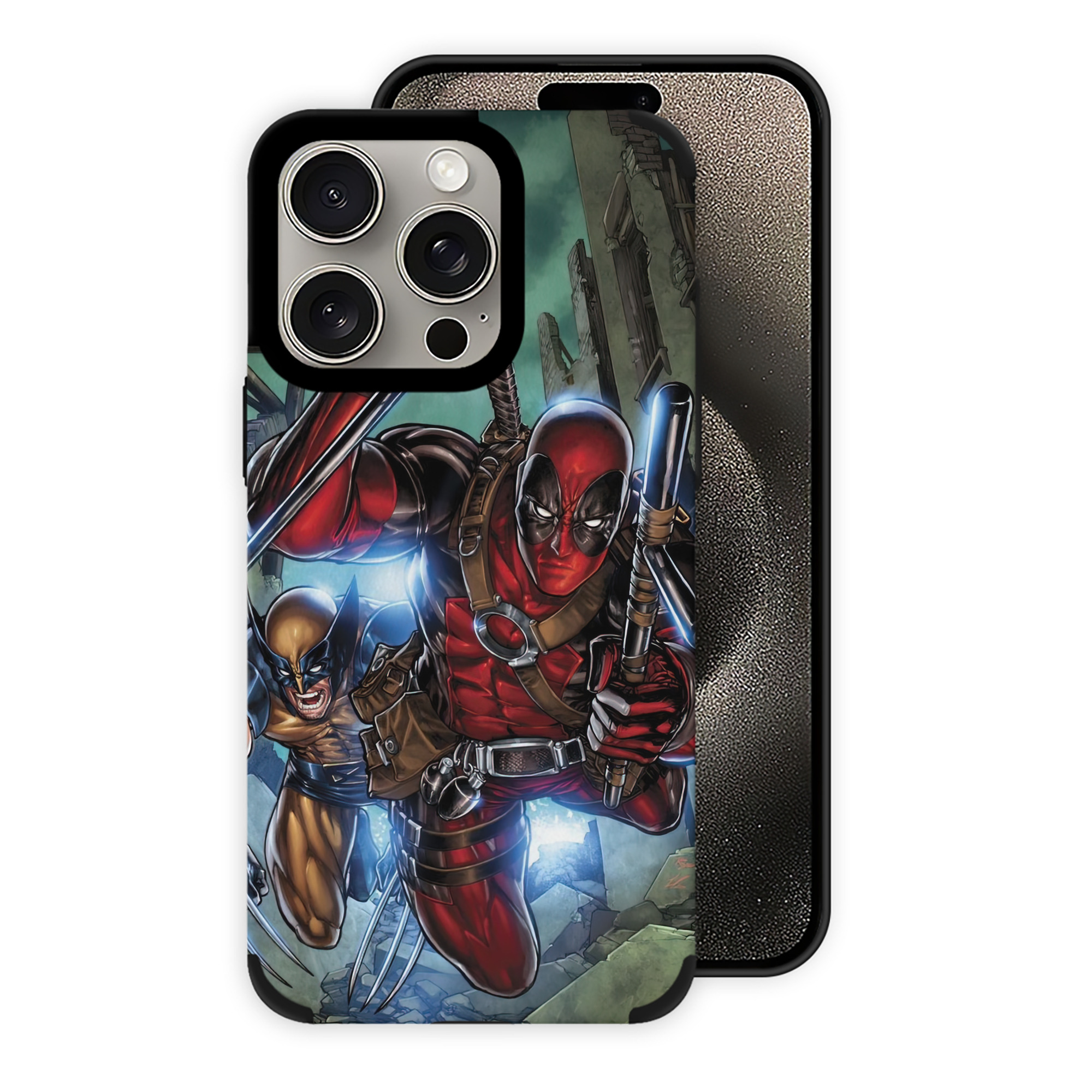 （画像用） Deadpool デッドプール 【iPhone15ProMax対応】 PUレザー スマホケース 耐衝撃＆黄変防止