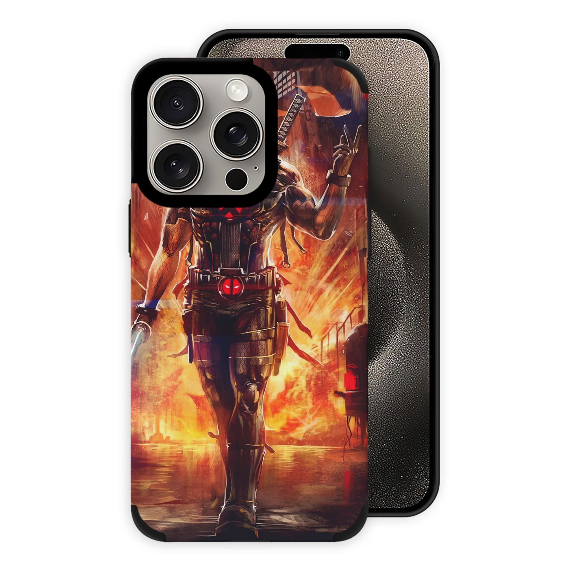 （画像用） Deadpool デッドプール 【iPhone15ProMax対応】 PUレザー スマホケース 耐衝撃＆黄変防止