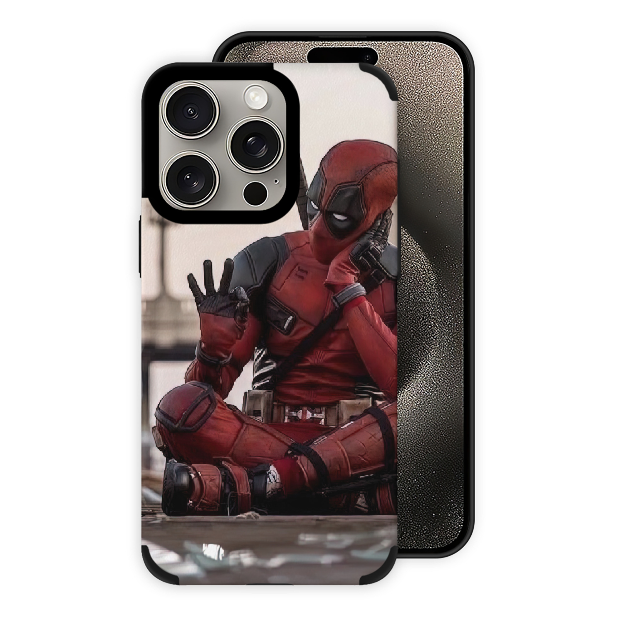 （画像用） Deadpool デッドプール 【iPhone15ProMax対応】 PUレザー スマホケース 耐衝撃＆黄変防止