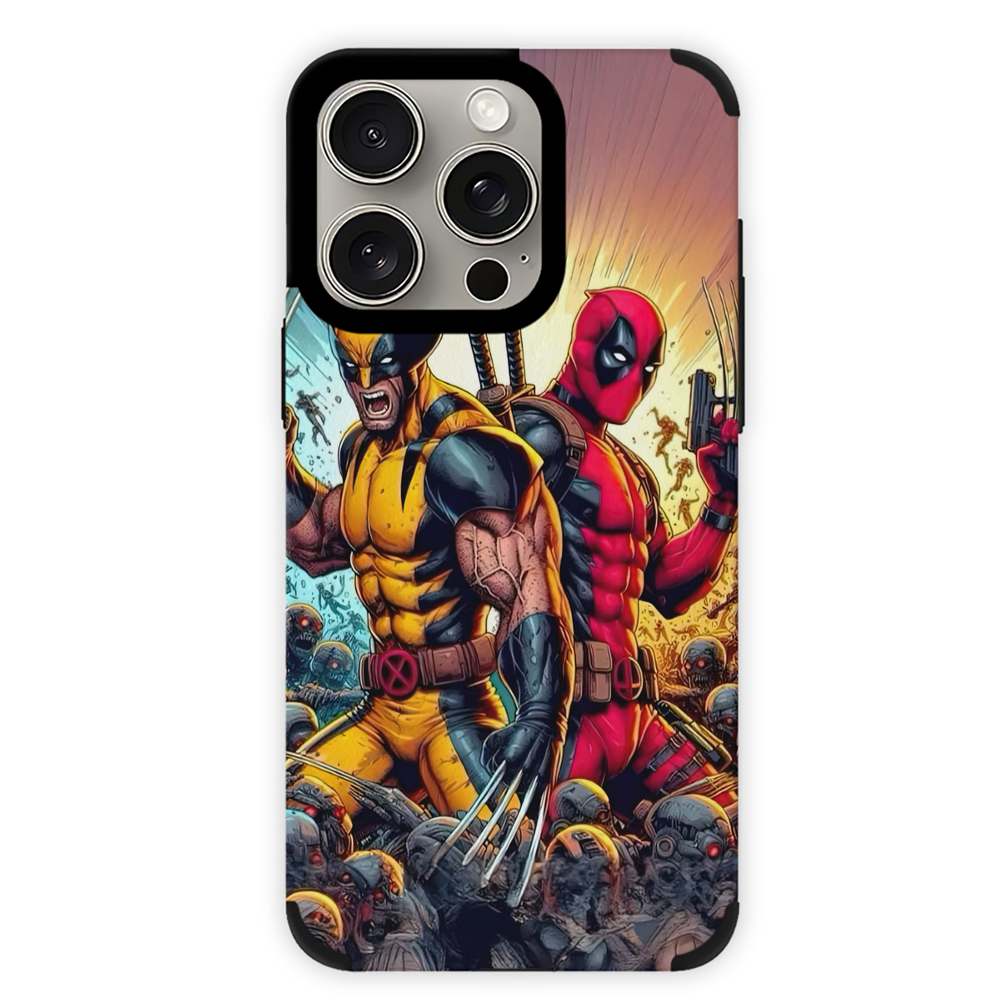 （画像用） Deadpool デッドプール 【iPhone15ProMax対応】 PUレザー スマホケース 耐衝撃＆黄変防止