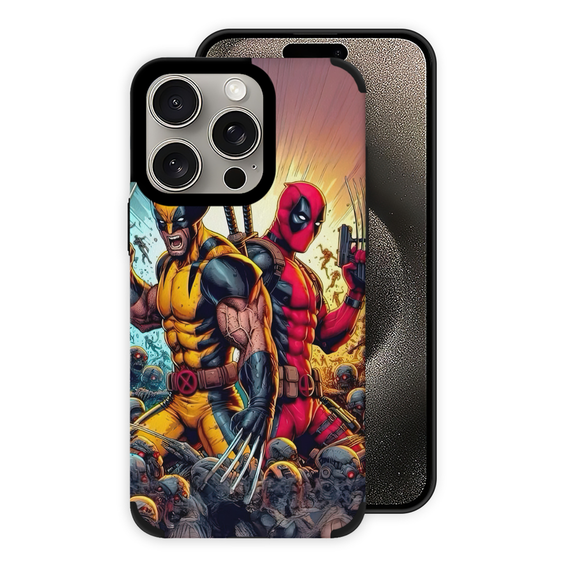 （画像用） Deadpool デッドプール 【iPhone15ProMax対応】 PUレザー スマホケース 耐衝撃＆黄変防止