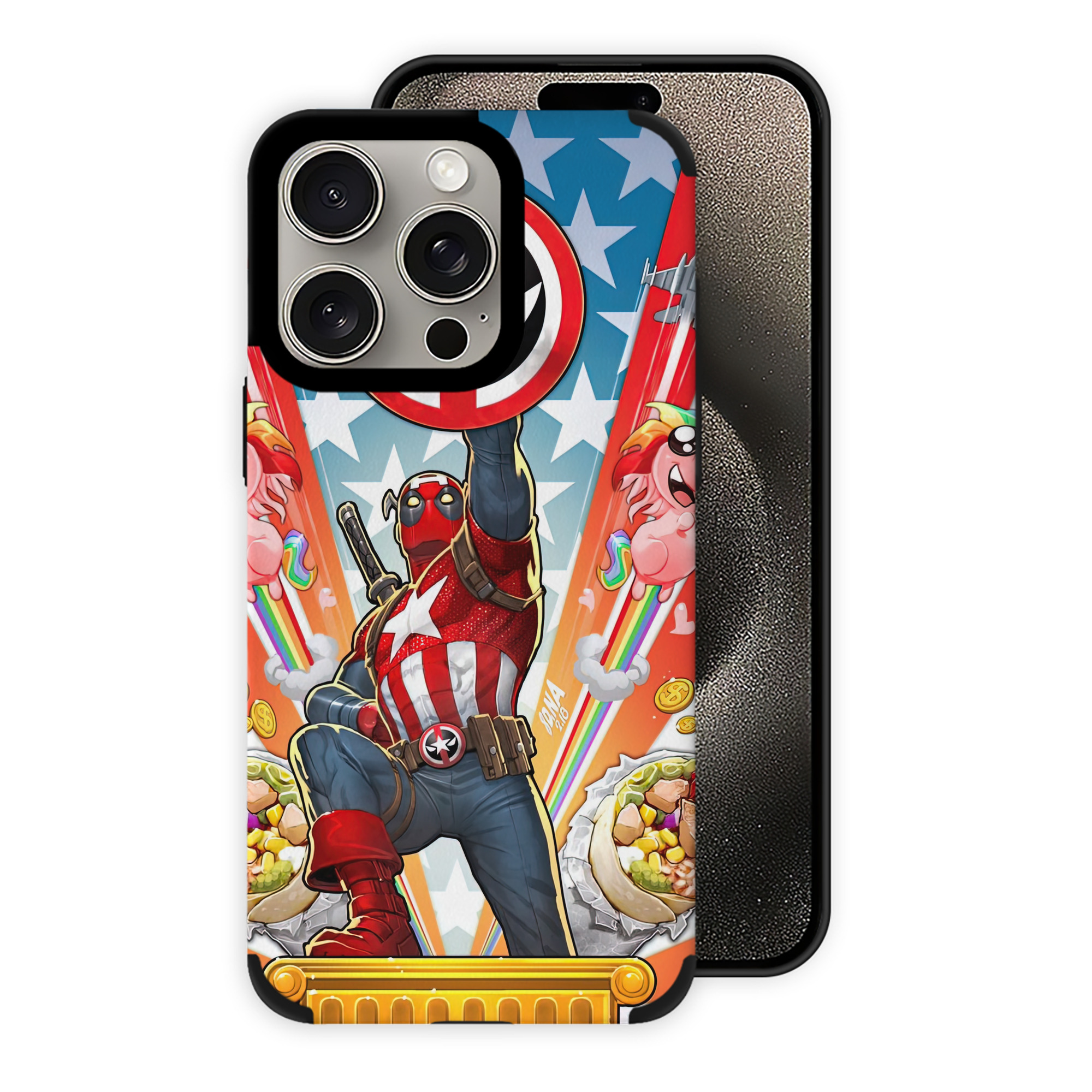 （画像用） Deadpool デッドプール 【iPhone15ProMax対応】 PUレザー スマホケース 耐衝撃＆黄変防止