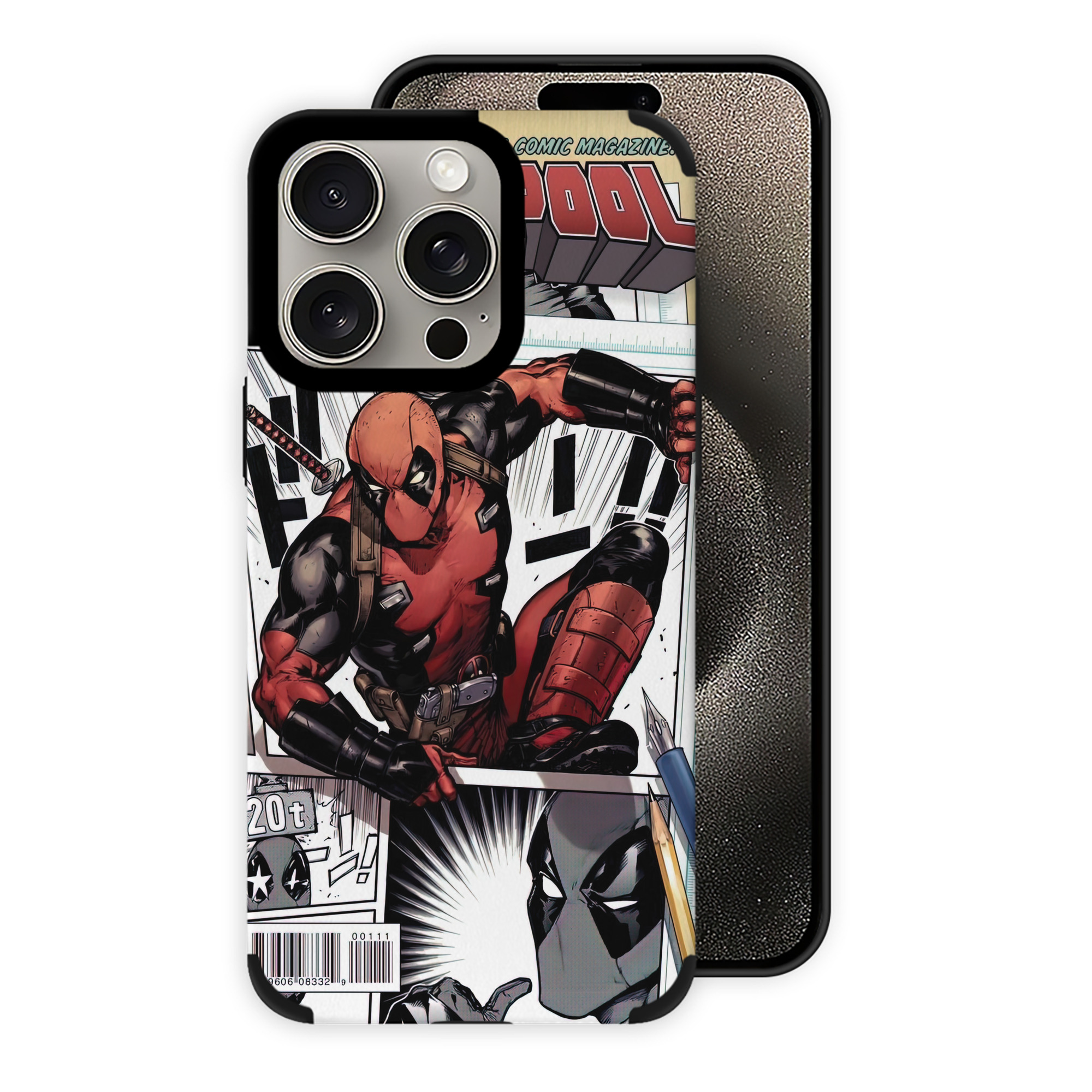 （画像用） Deadpool デッドプール 【iPhone15ProMax対応】 PUレザー スマホケース 耐衝撃＆黄変防止