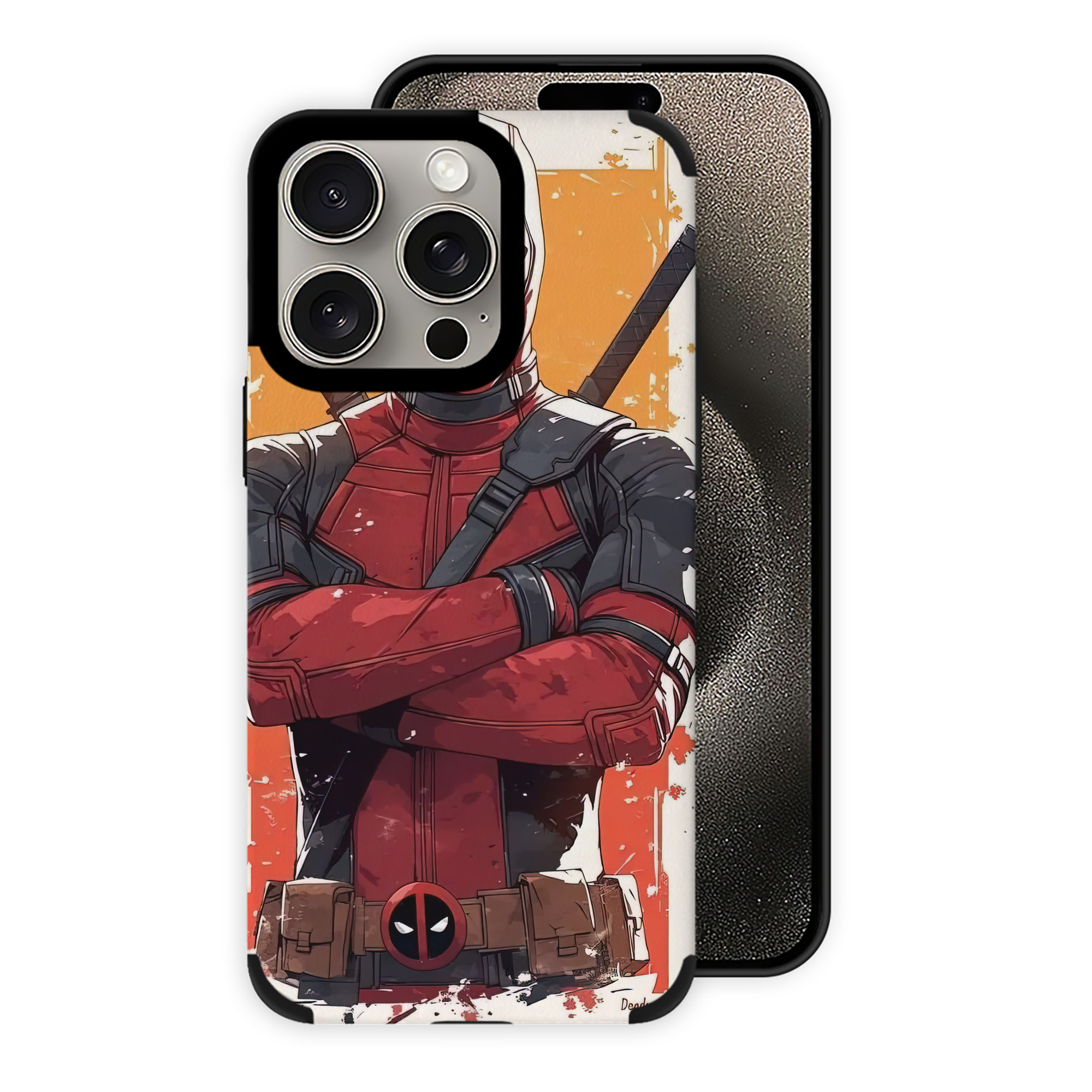 （画像用） Deadpool デッドプール 【iPhone15ProMax対応】 PUレザー スマホケース 耐衝撃＆黄変防止