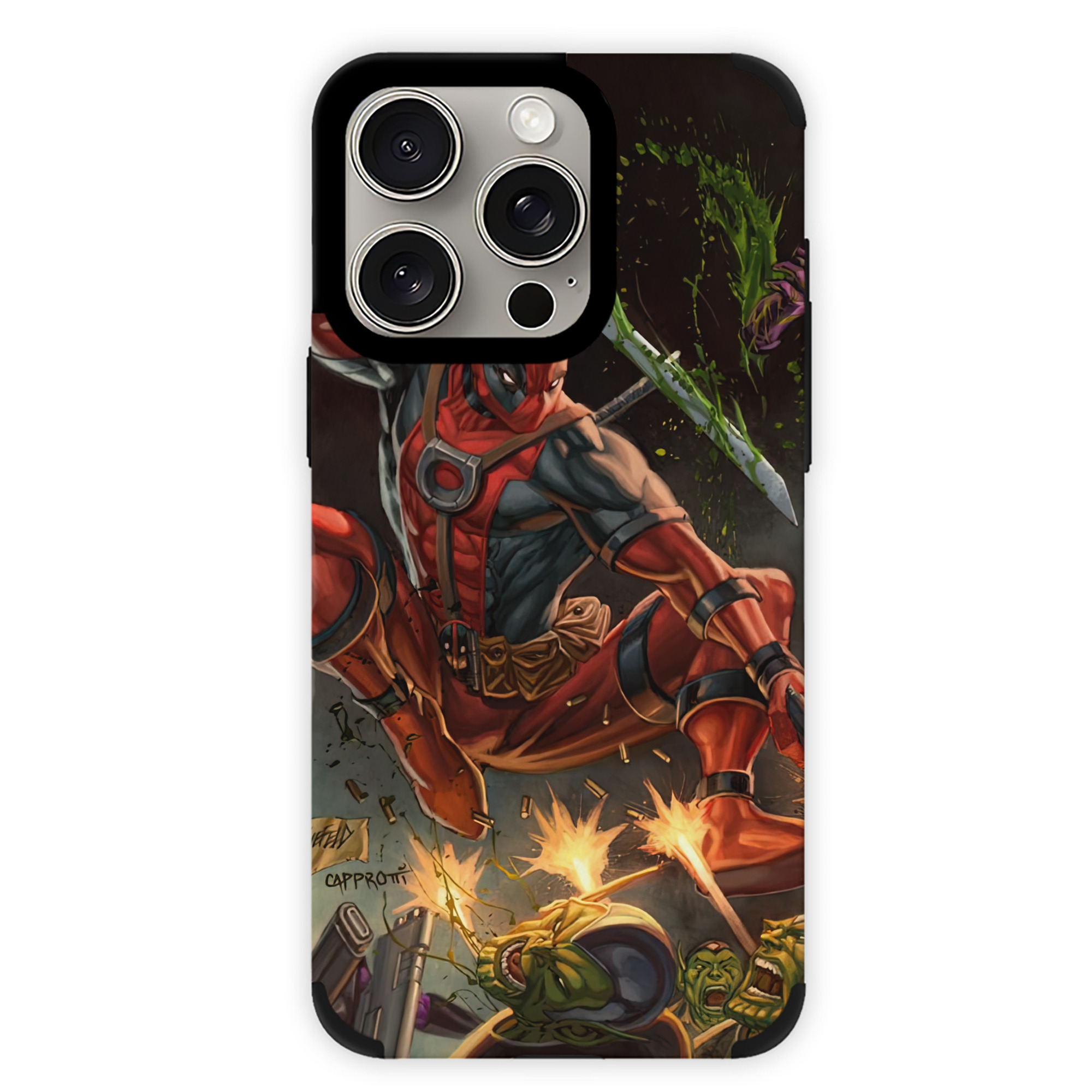 （画像用） Deadpool デッドプール 【iPhone15ProMax対応】 PUレザー スマホケース 耐衝撃＆黄変防止