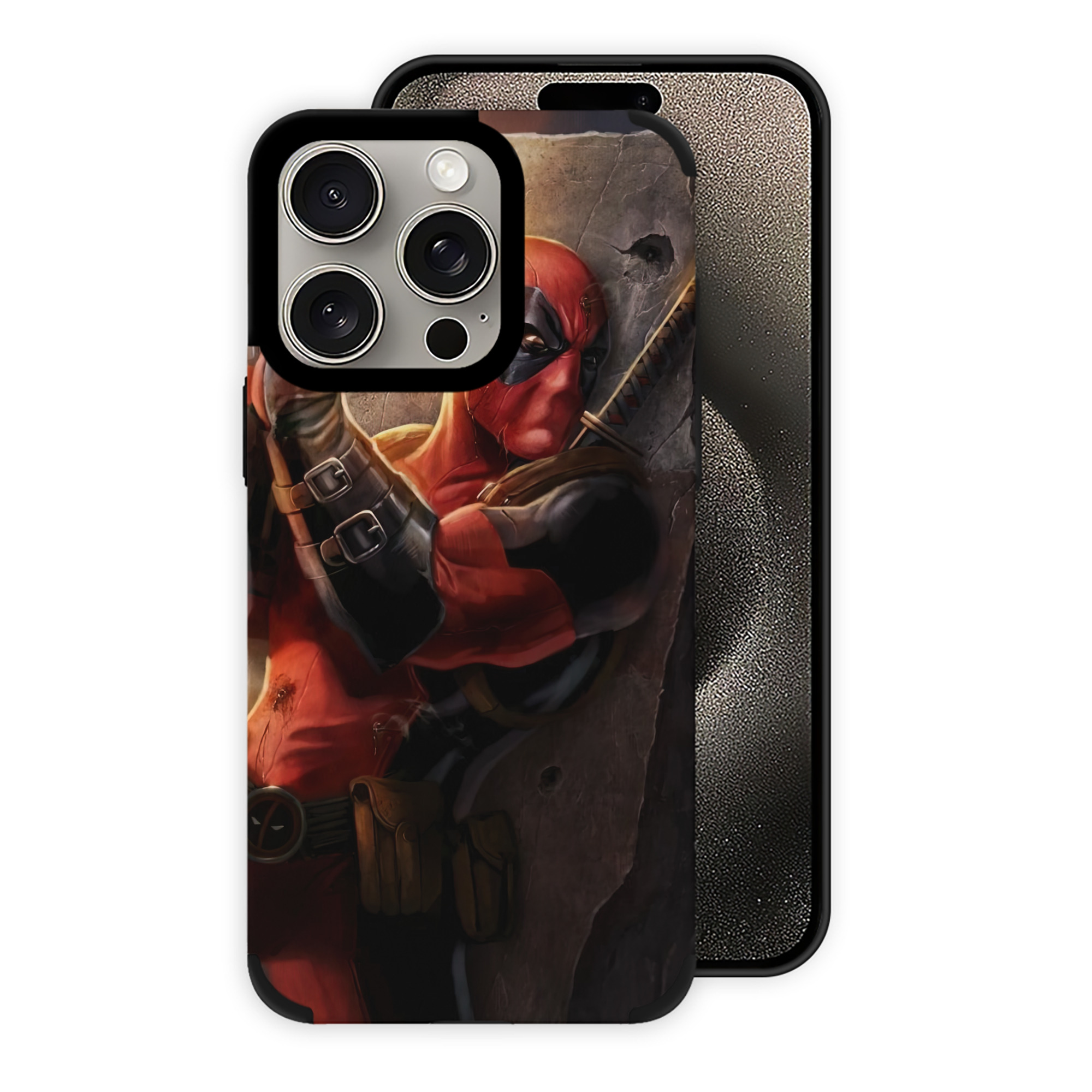 （画像用） Deadpool デッドプール 【iPhone15ProMax対応】 PUレザー スマホケース 耐衝撃＆黄変防止
