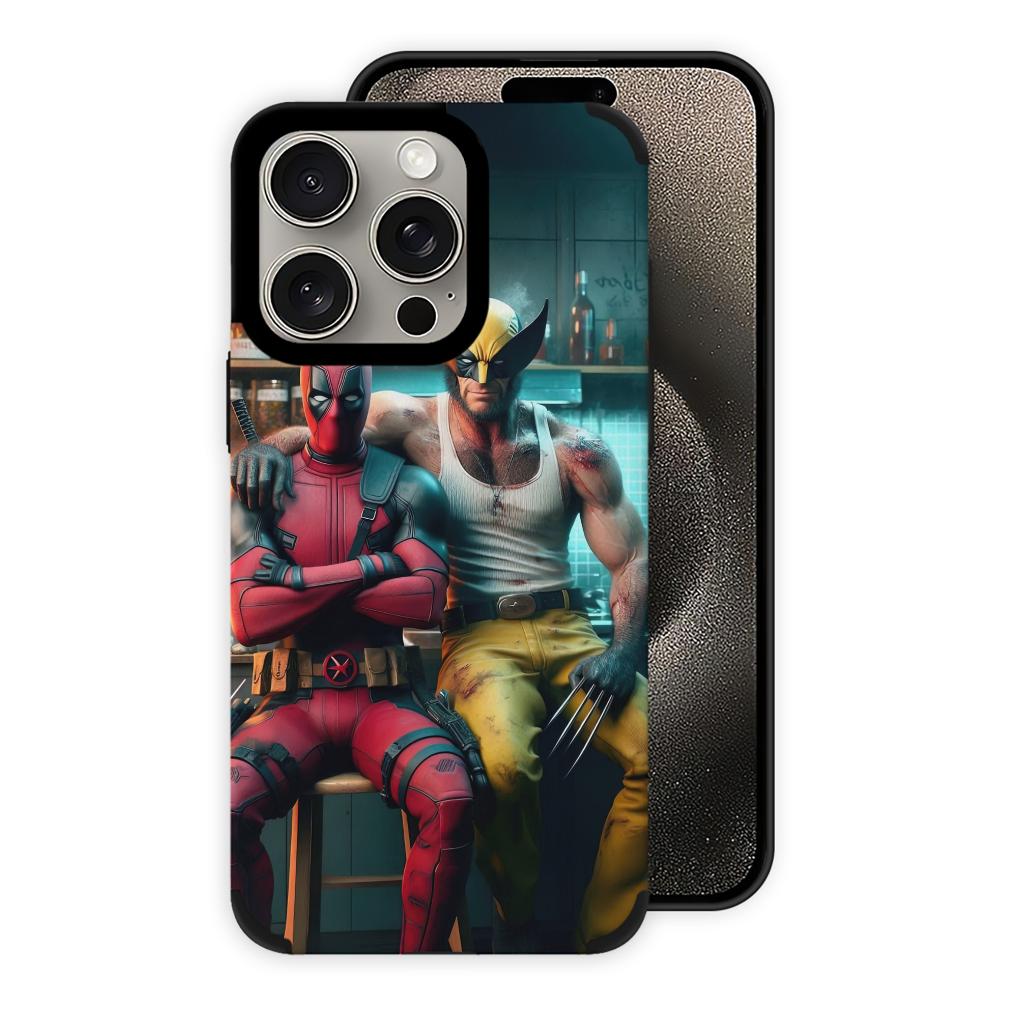 （画像用） Deadpool デッドプール 【iPhone15ProMax対応】 PUレザー スマホケース 耐衝撃＆黄変防止