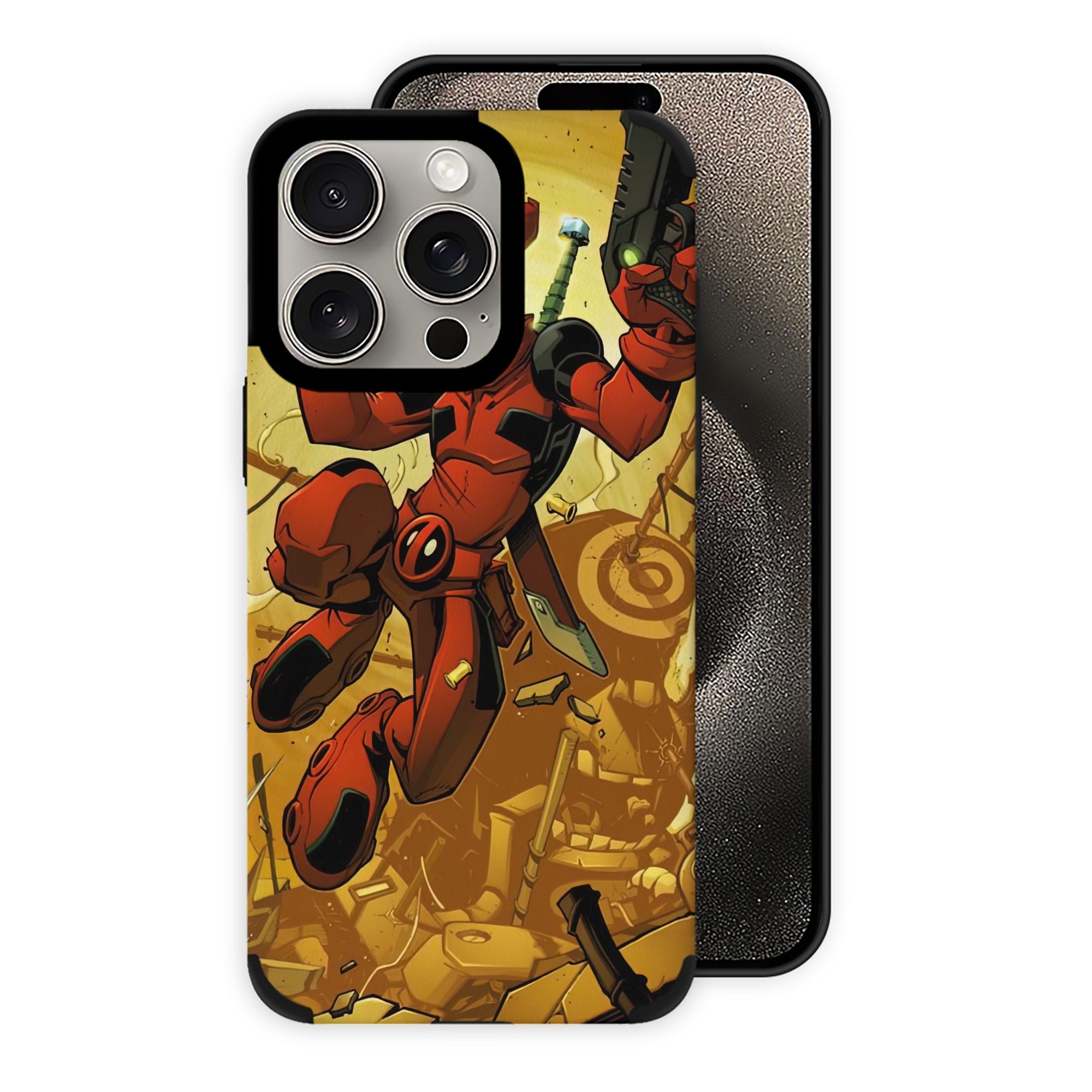（画像用） Deadpool デッドプール 【iPhone15ProMax対応】 PUレザー スマホケース 耐衝撃＆黄変防止