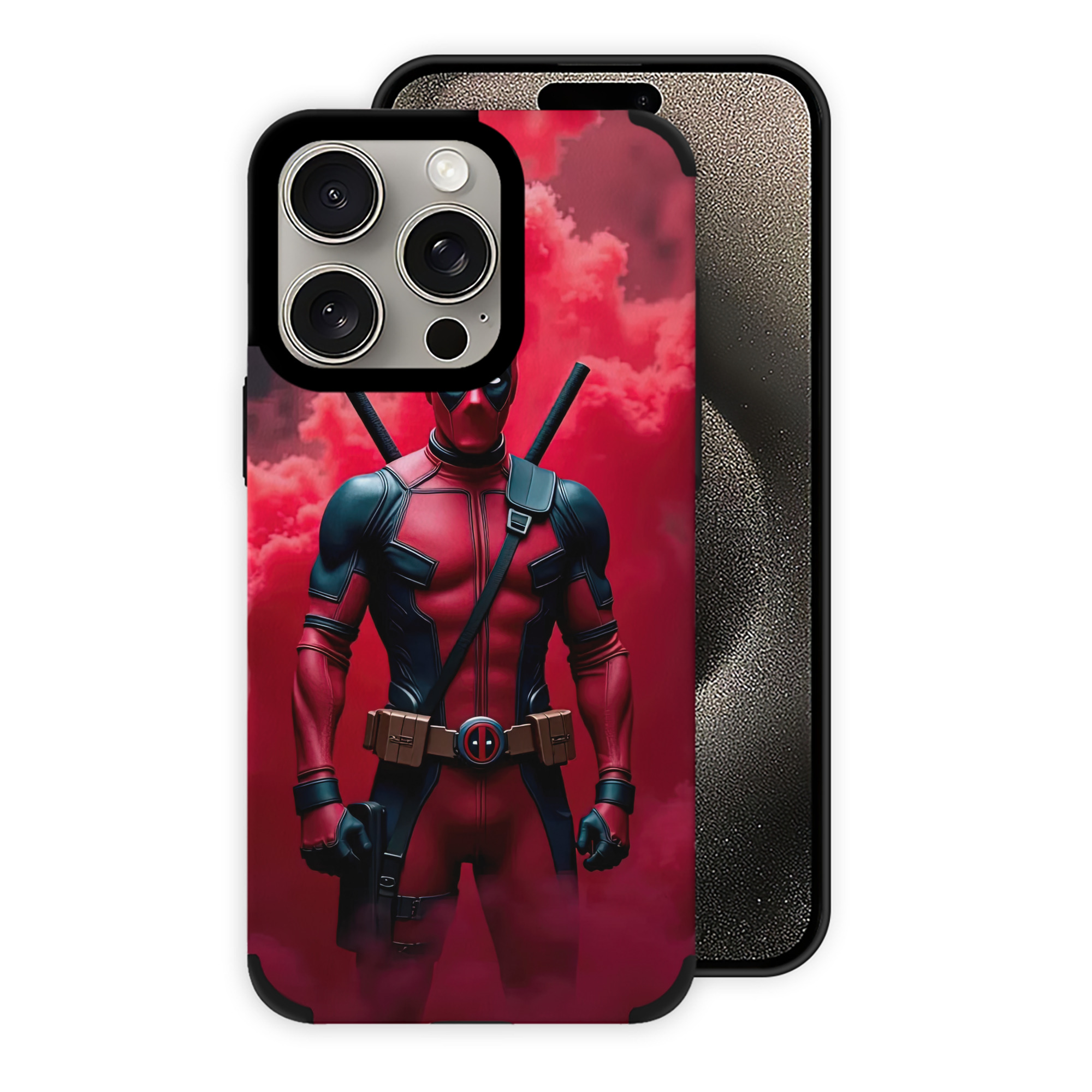 （画像用） Deadpool デッドプール 【iPhone15ProMax対応】 PUレザー スマホケース 耐衝撃＆黄変防止
