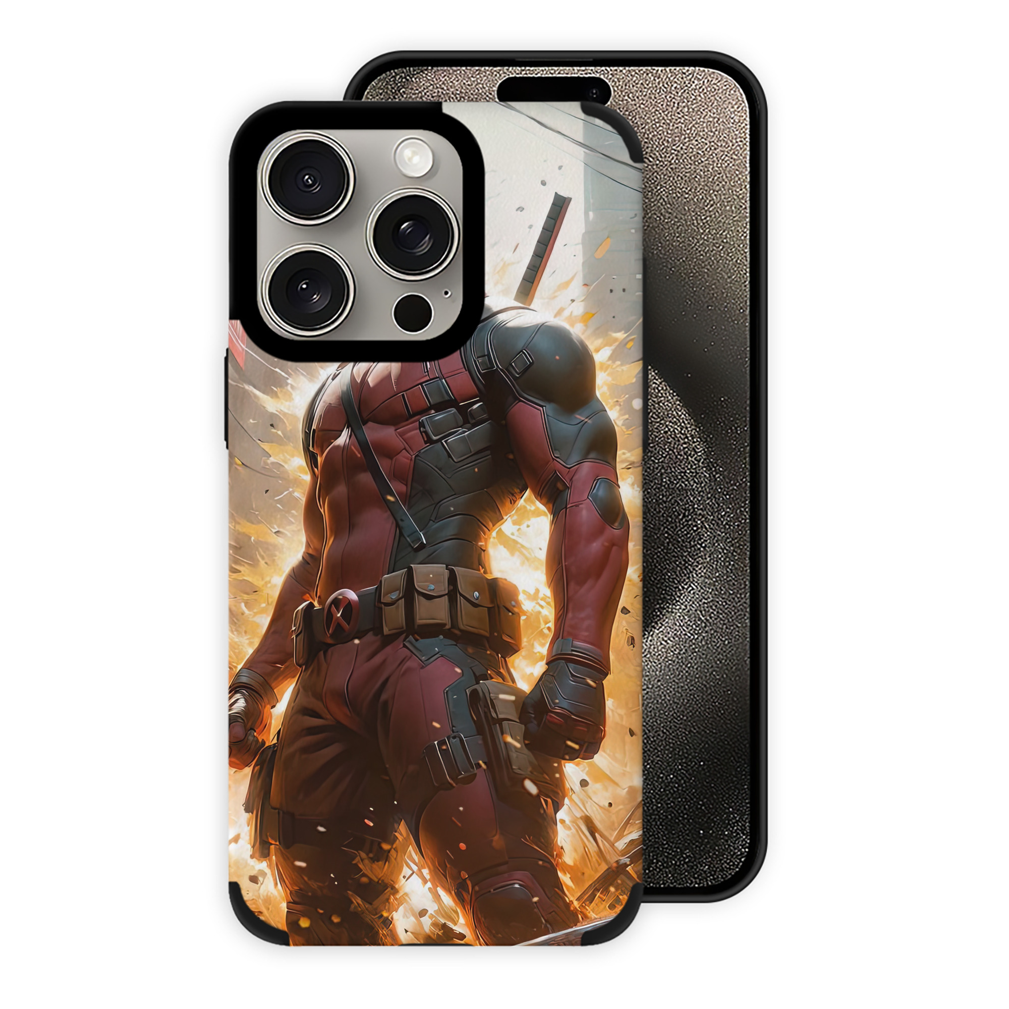 （画像用） Deadpool デッドプール 【iPhone15ProMax対応】 PUレザー スマホケース 耐衝撃＆黄変防止