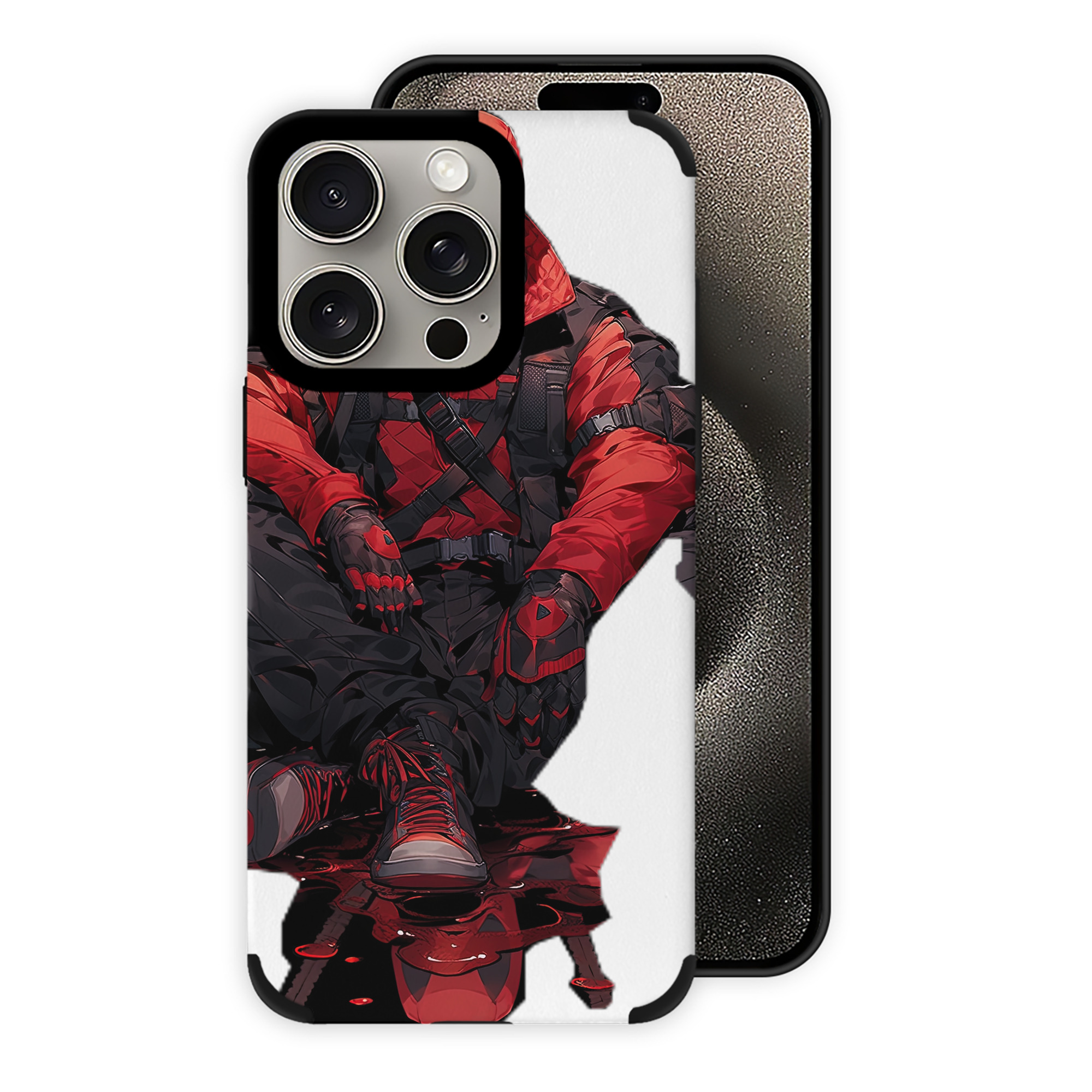 （画像用） Deadpool デッドプール 【iPhone15ProMax対応】 PUレザー スマホケース 耐衝撃＆黄変防止
