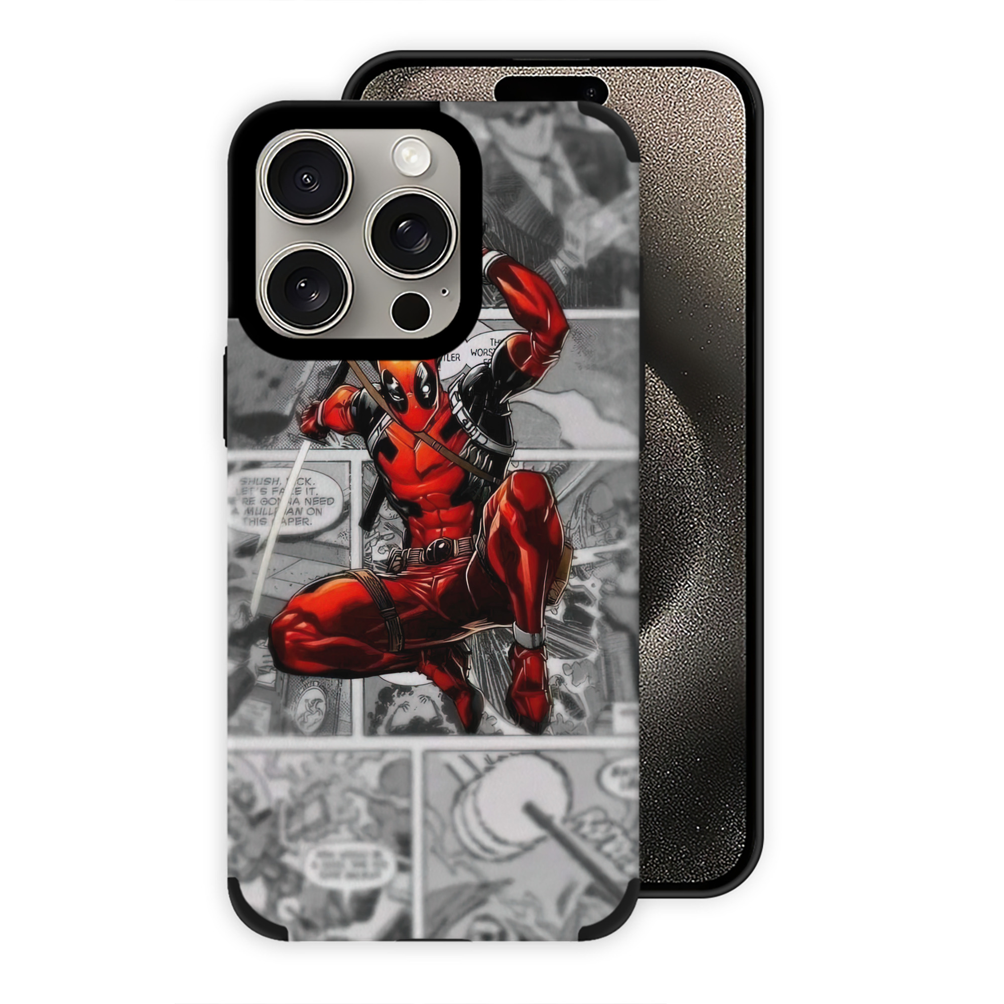 （画像用） Deadpool デッドプール 【iPhone15ProMax対応】 PUレザー スマホケース 耐衝撃＆黄変防止