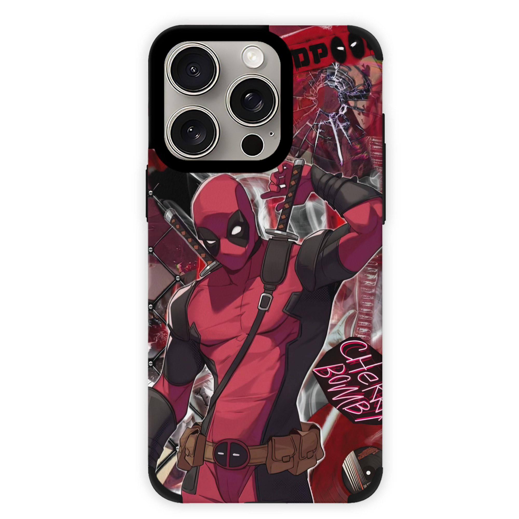 （画像用） Deadpool デッドプール 【iPhone15ProMax対応】 PUレザー スマホケース 耐衝撃＆黄変防止