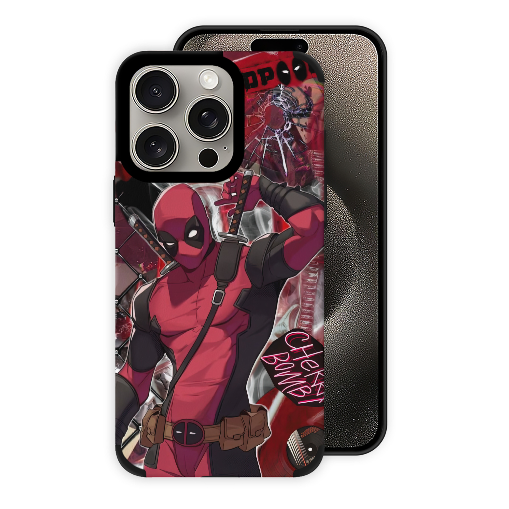 （画像用） Deadpool デッドプール 【iPhone15ProMax対応】 PUレザー スマホケース 耐衝撃＆黄変防止