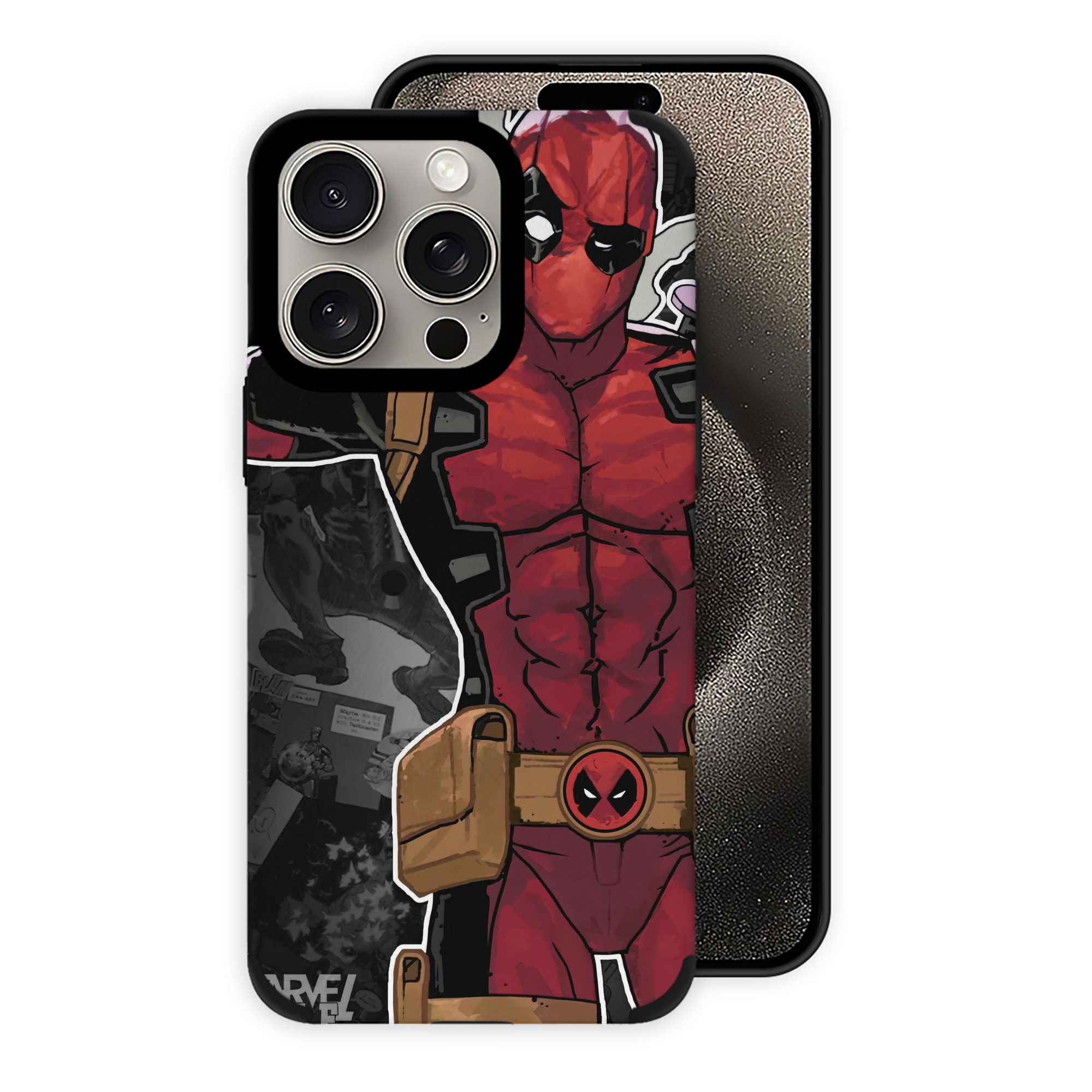 （画像用） Deadpool デッドプール 【iPhone15ProMax対応】 PUレザー スマホケース 耐衝撃＆黄変防止