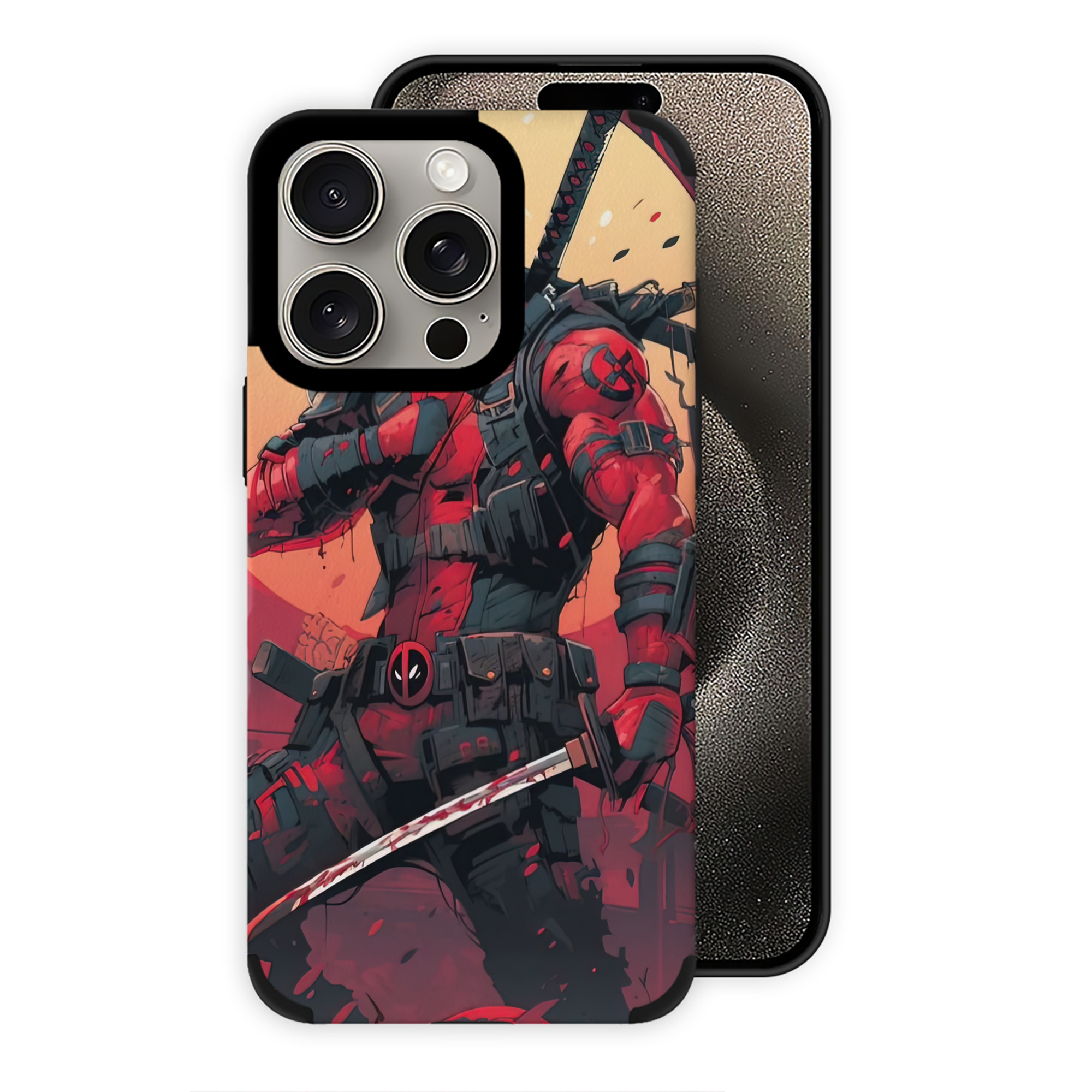 （画像用） Deadpool デッドプール 【iPhone15ProMax対応】 PUレザー スマホケース 耐衝撃＆黄変防止