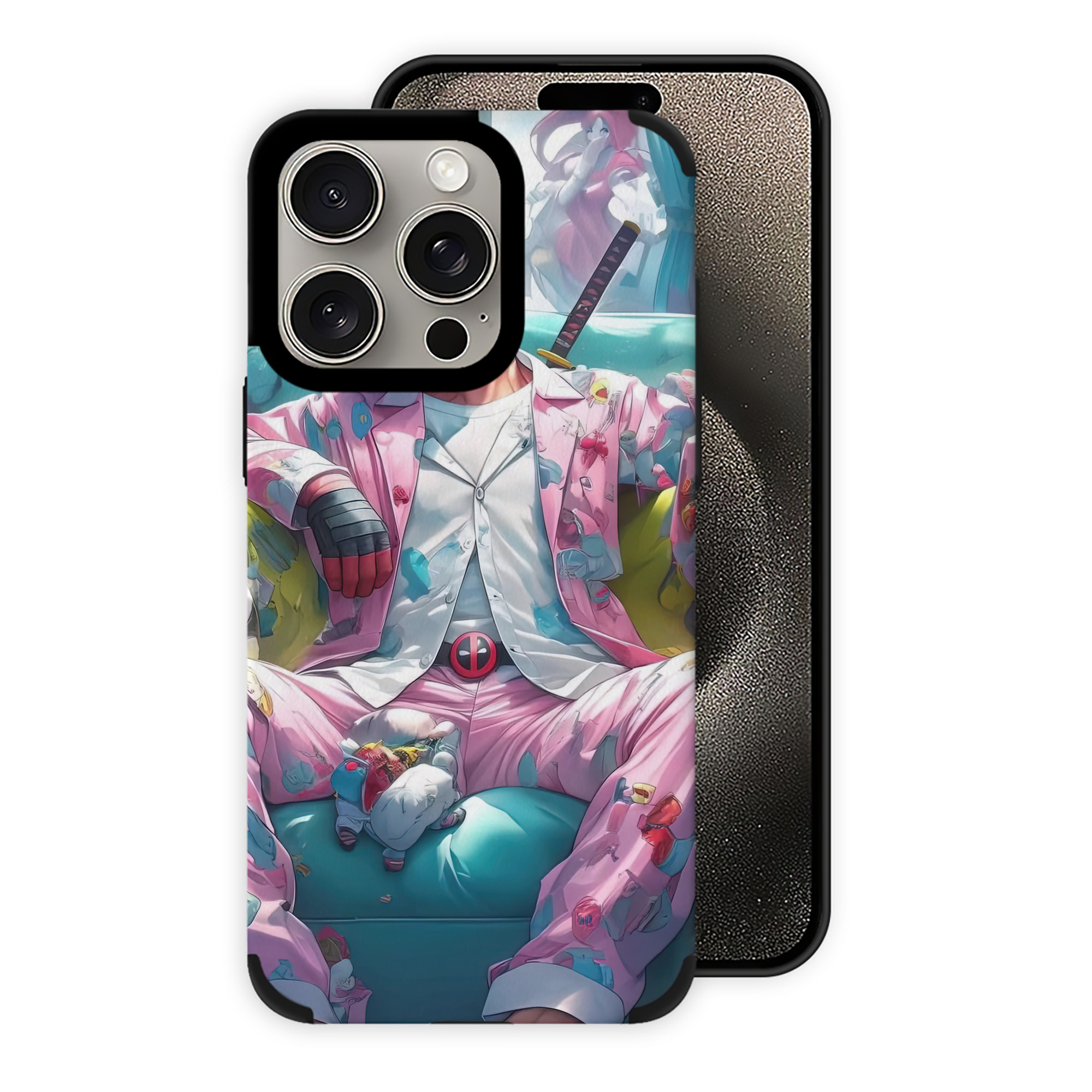 （画像用） Deadpool デッドプール 【iPhone15ProMax対応】 PUレザー スマホケース 耐衝撃＆黄変防止