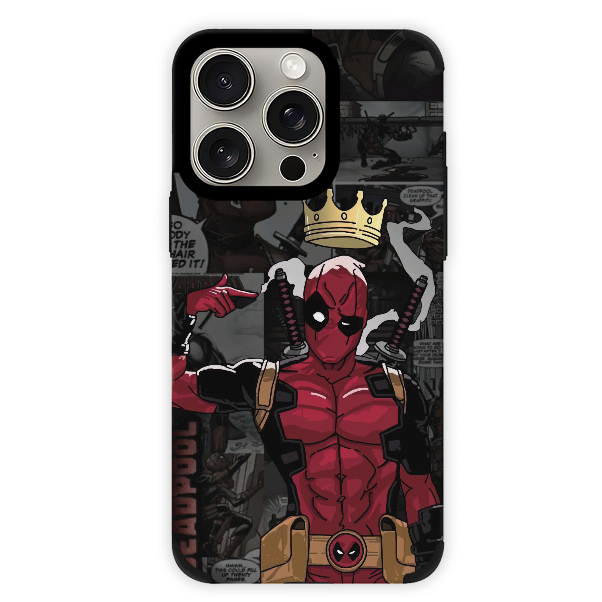 （画像用） Deadpool デッドプール 【iPhone15ProMax対応】 PUレザー スマホケース 耐衝撃＆黄変防止