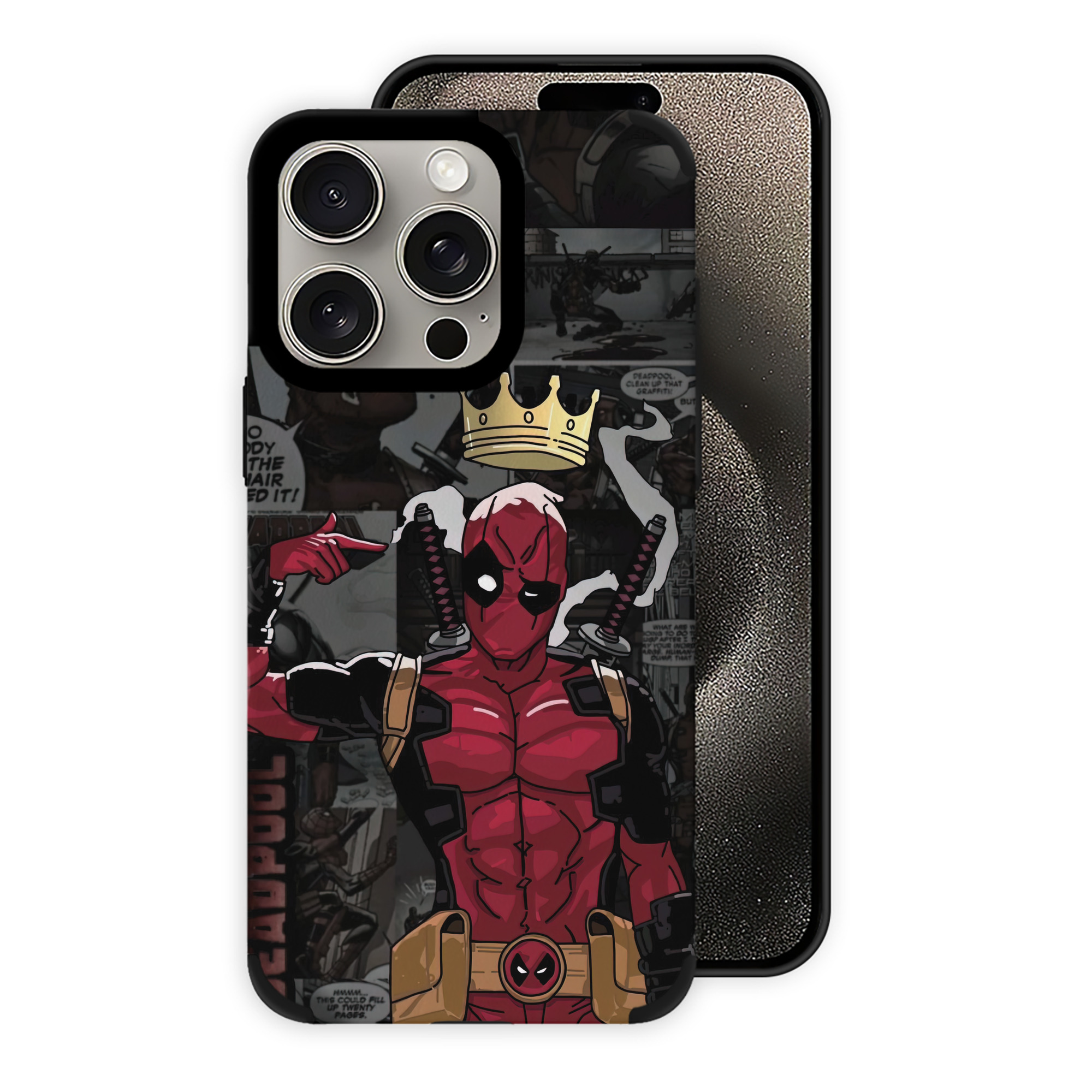 （画像用） Deadpool デッドプール 【iPhone15ProMax対応】 PUレザー スマホケース 耐衝撃＆黄変防止
