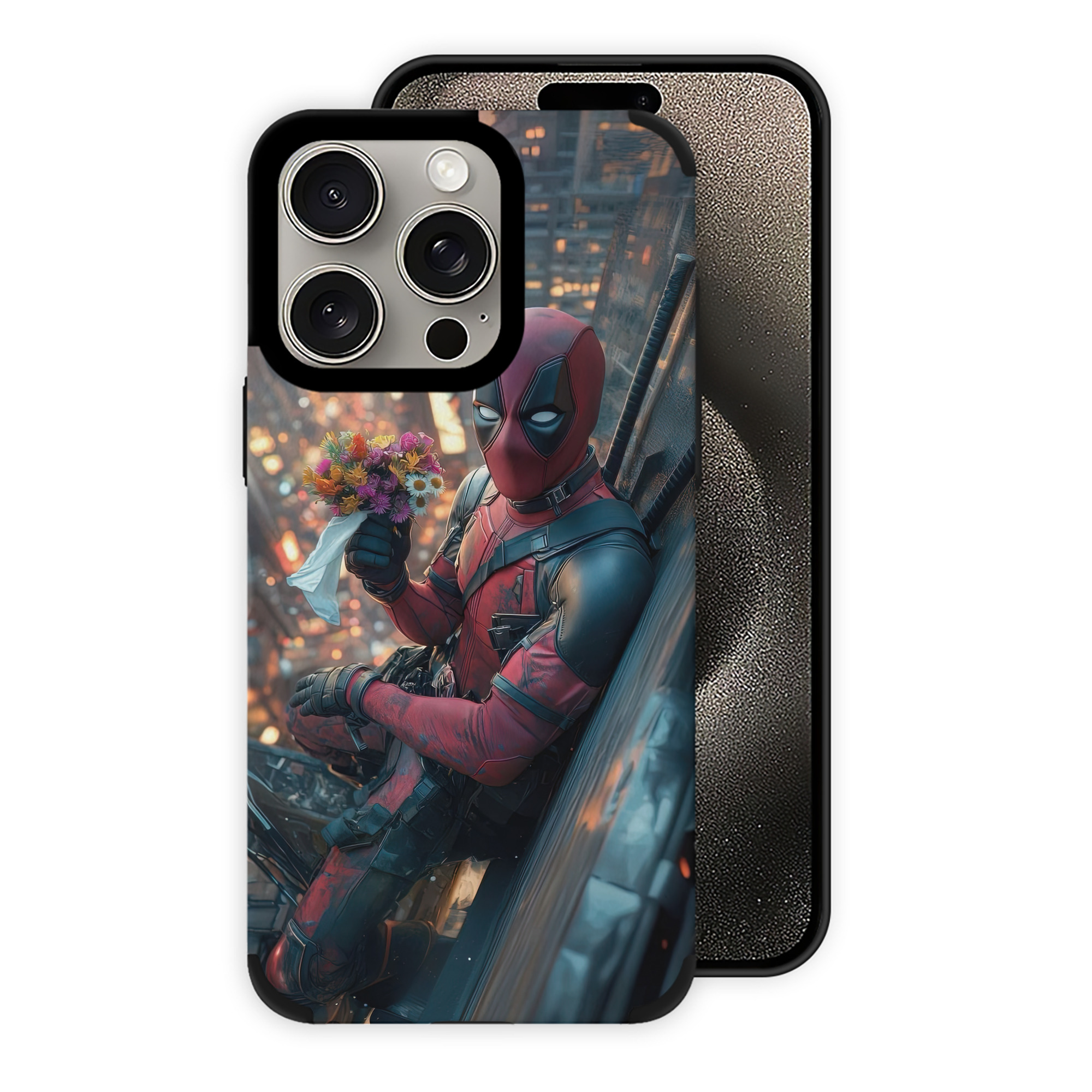 （画像用） Deadpool デッドプール 【iPhone15ProMax対応】 PUレザー スマホケース 耐衝撃＆黄変防止