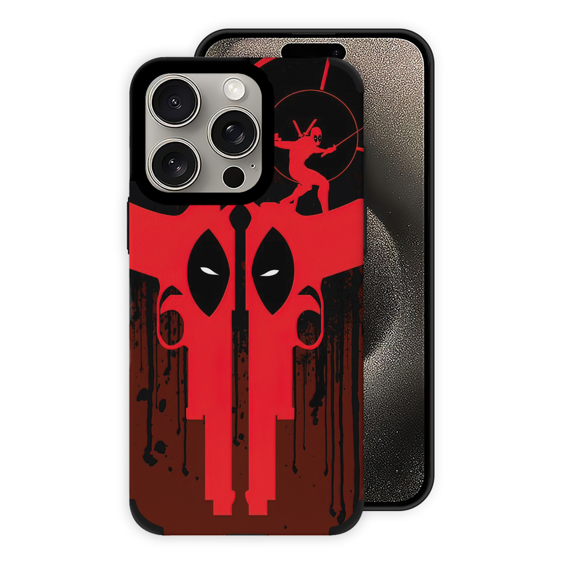 （画像用） Deadpool デッドプール 【iPhone15ProMax対応】 PUレザー スマホケース 耐衝撃＆黄変防止