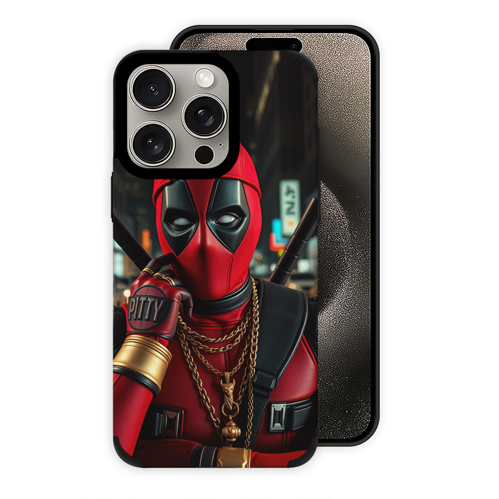 （画像用） Deadpool デッドプール 【iPhone15ProMax対応】 PUレザー スマホケース 耐衝撃＆黄変防止