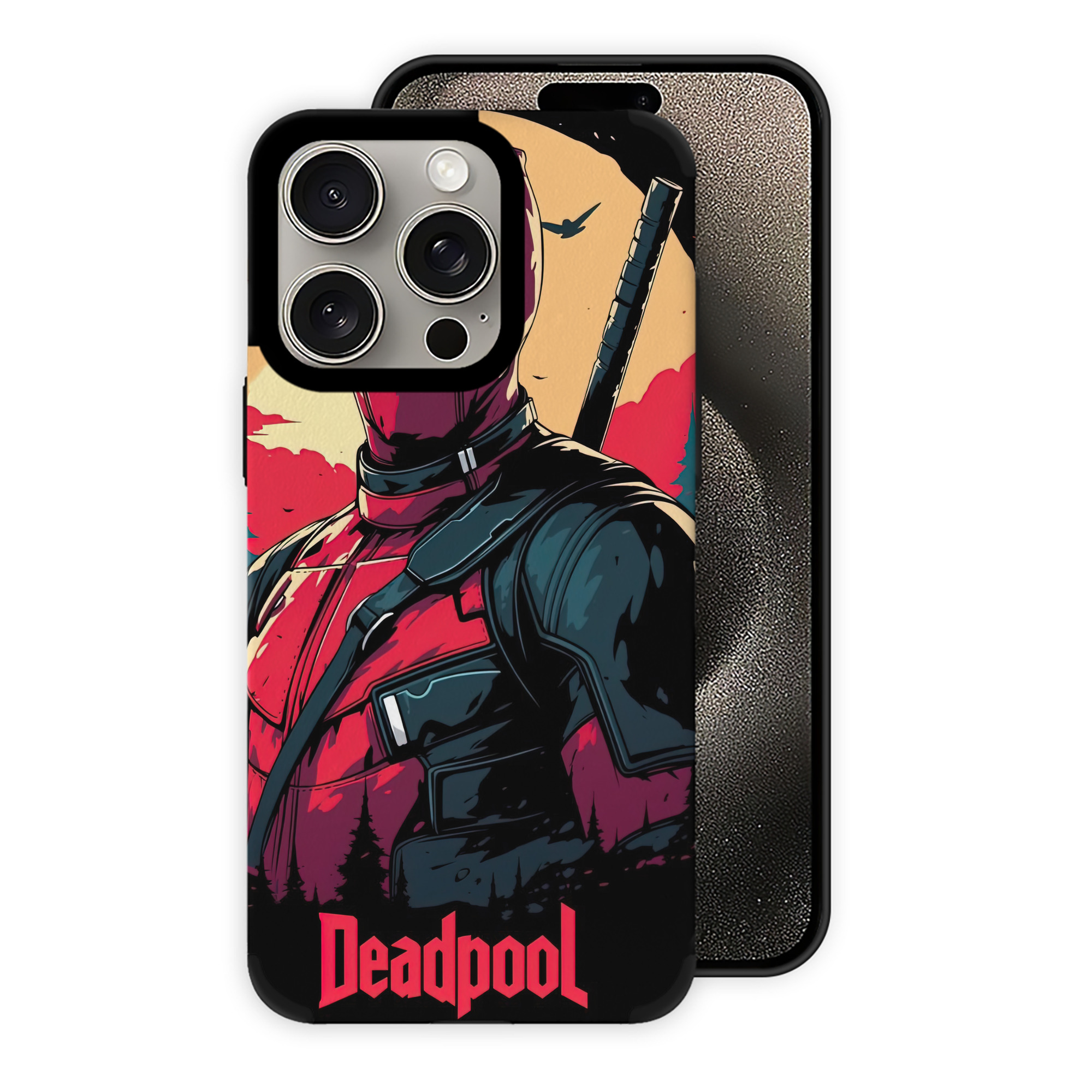 （画像用） Deadpool デッドプール 【iPhone15ProMax対応】 PUレザー スマホケース 耐衝撃＆黄変防止