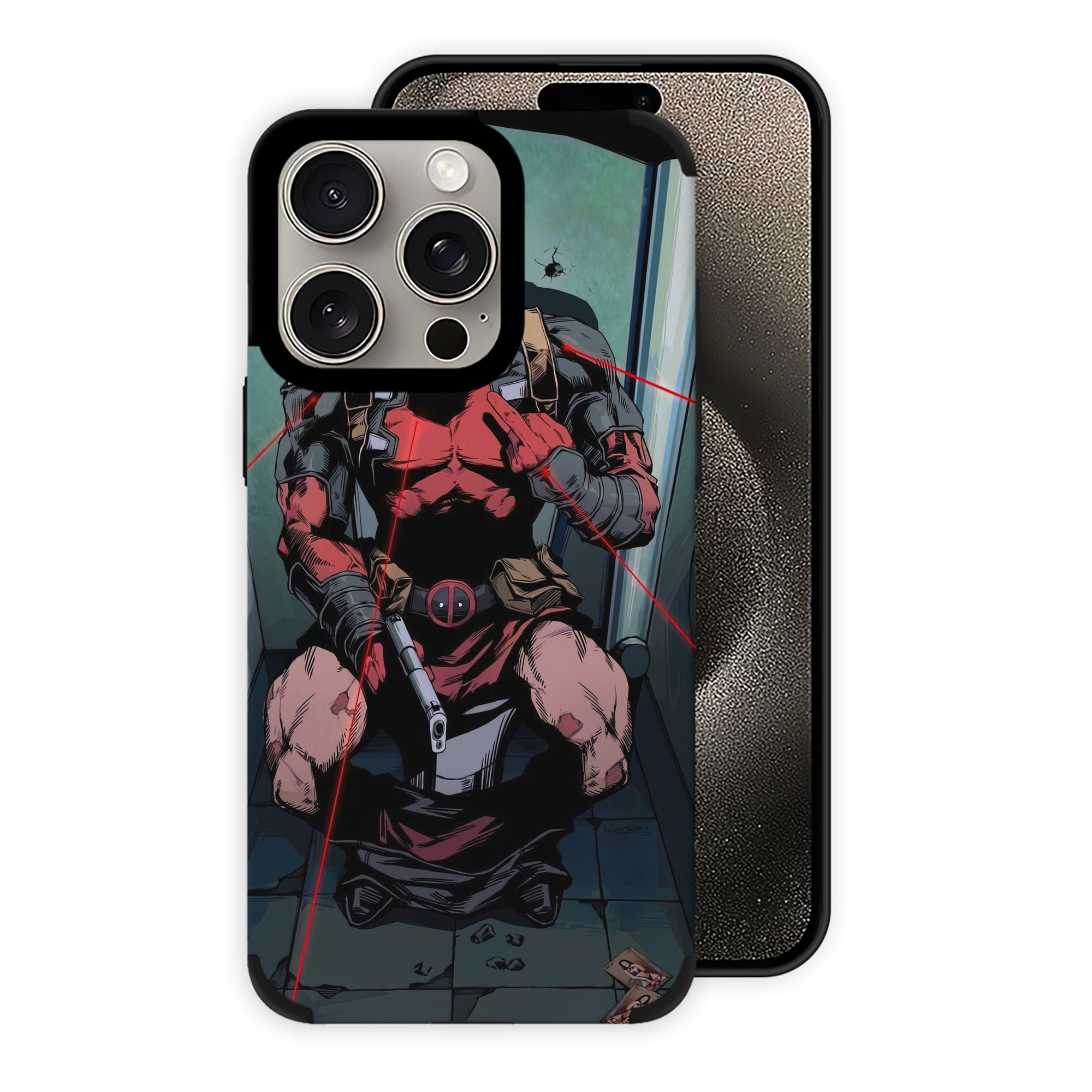（画像用） Deadpool デッドプール 【iPhone15ProMax対応】 PUレザー スマホケース 耐衝撃＆黄変防止