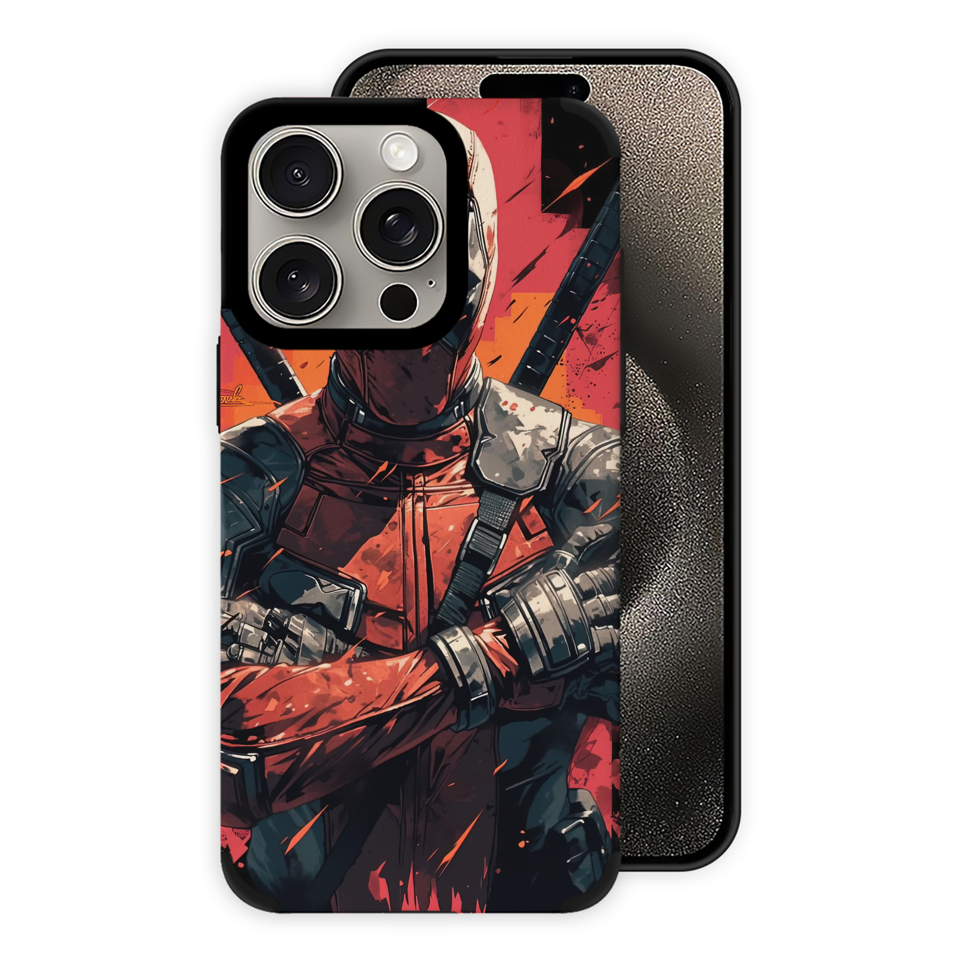 （画像用） Deadpool デッドプール 【iPhone15ProMax対応】 PUレザー スマホケース 耐衝撃＆黄変防止
