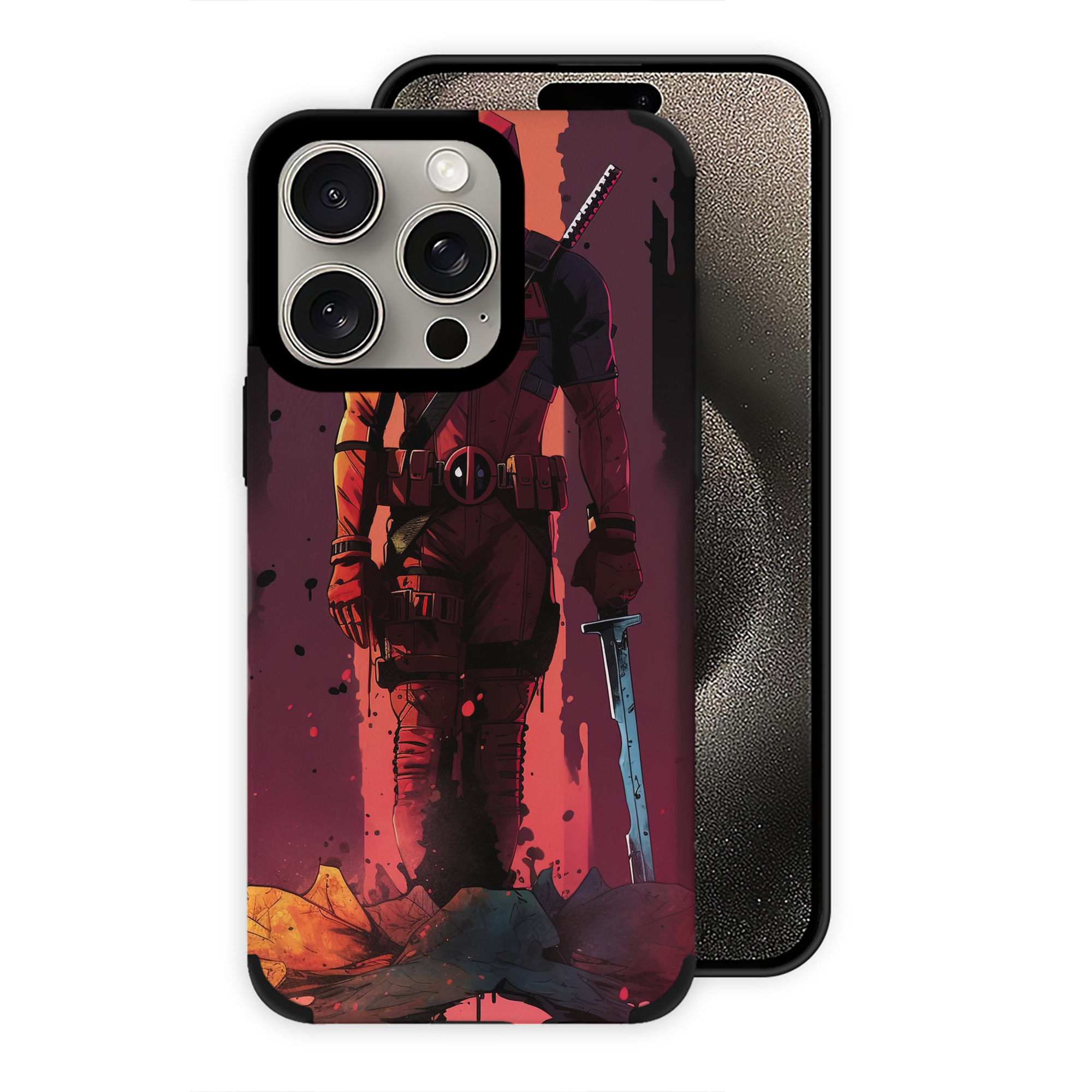 （画像用） Deadpool デッドプール 【iPhone15ProMax対応】 PUレザー スマホケース 耐衝撃＆黄変防止