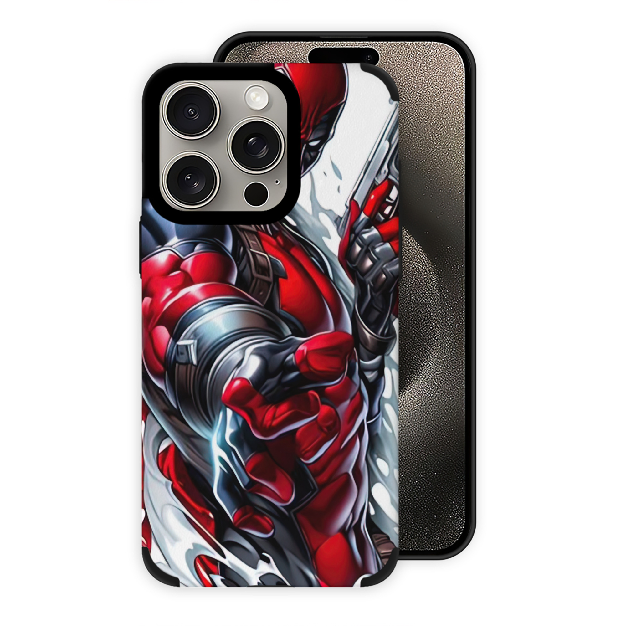 （画像用） Deadpool デッドプール 【iPhone15ProMax対応】 PUレザー スマホケース 耐衝撃＆黄変防止