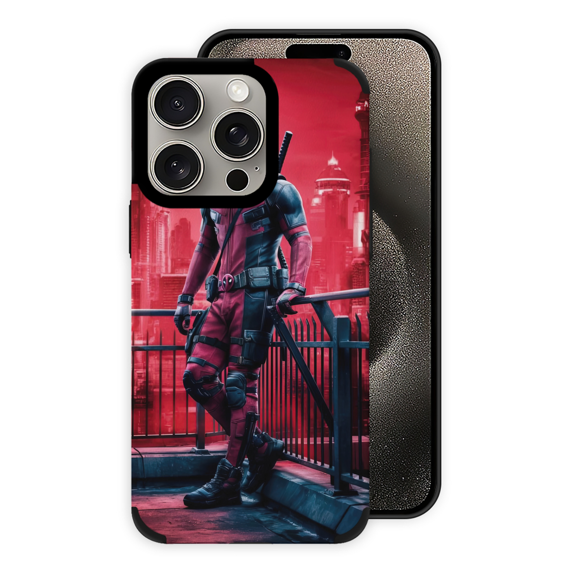 （画像用） Deadpool デッドプール 【iPhone15ProMax対応】 PUレザー スマホケース 耐衝撃＆黄変防止