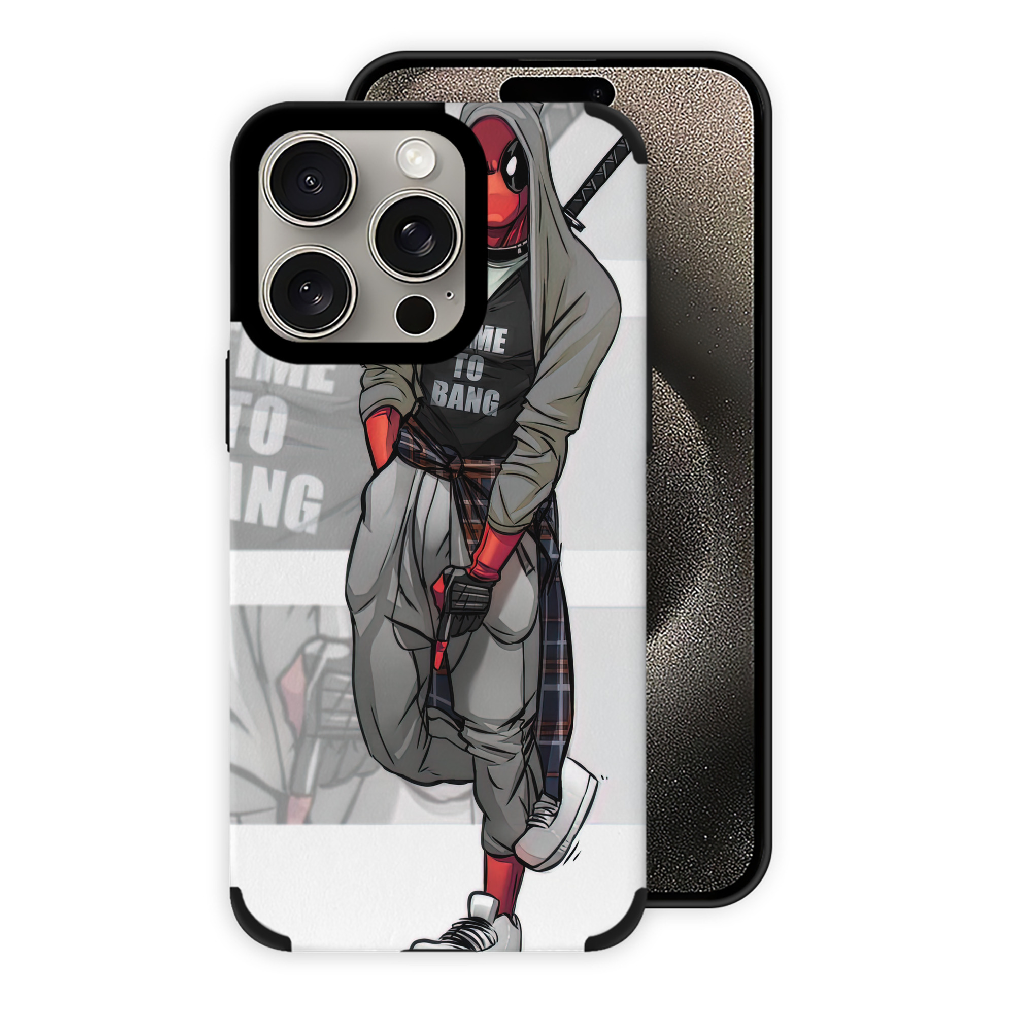 （画像用） Deadpool デッドプール 【iPhone15ProMax対応】 PUレザー スマホケース 耐衝撃＆黄変防止