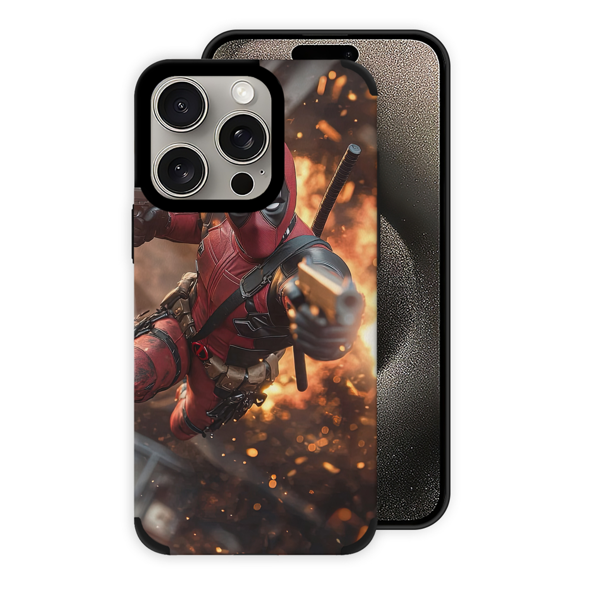 （画像用） Deadpool デッドプール 【iPhone15ProMax対応】 PUレザー スマホケース 耐衝撃＆黄変防止