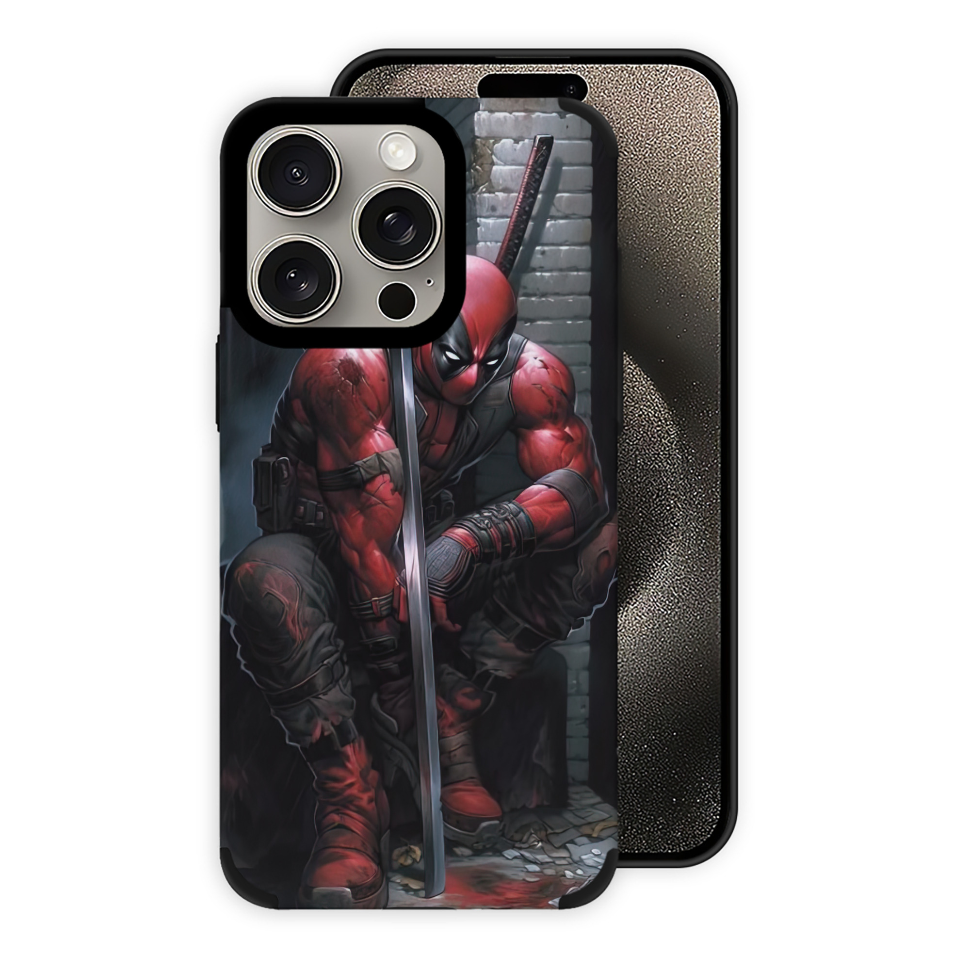 （画像用） Deadpool デッドプール 【iPhone15ProMax対応】 PUレザー スマホケース 耐衝撃＆黄変防止