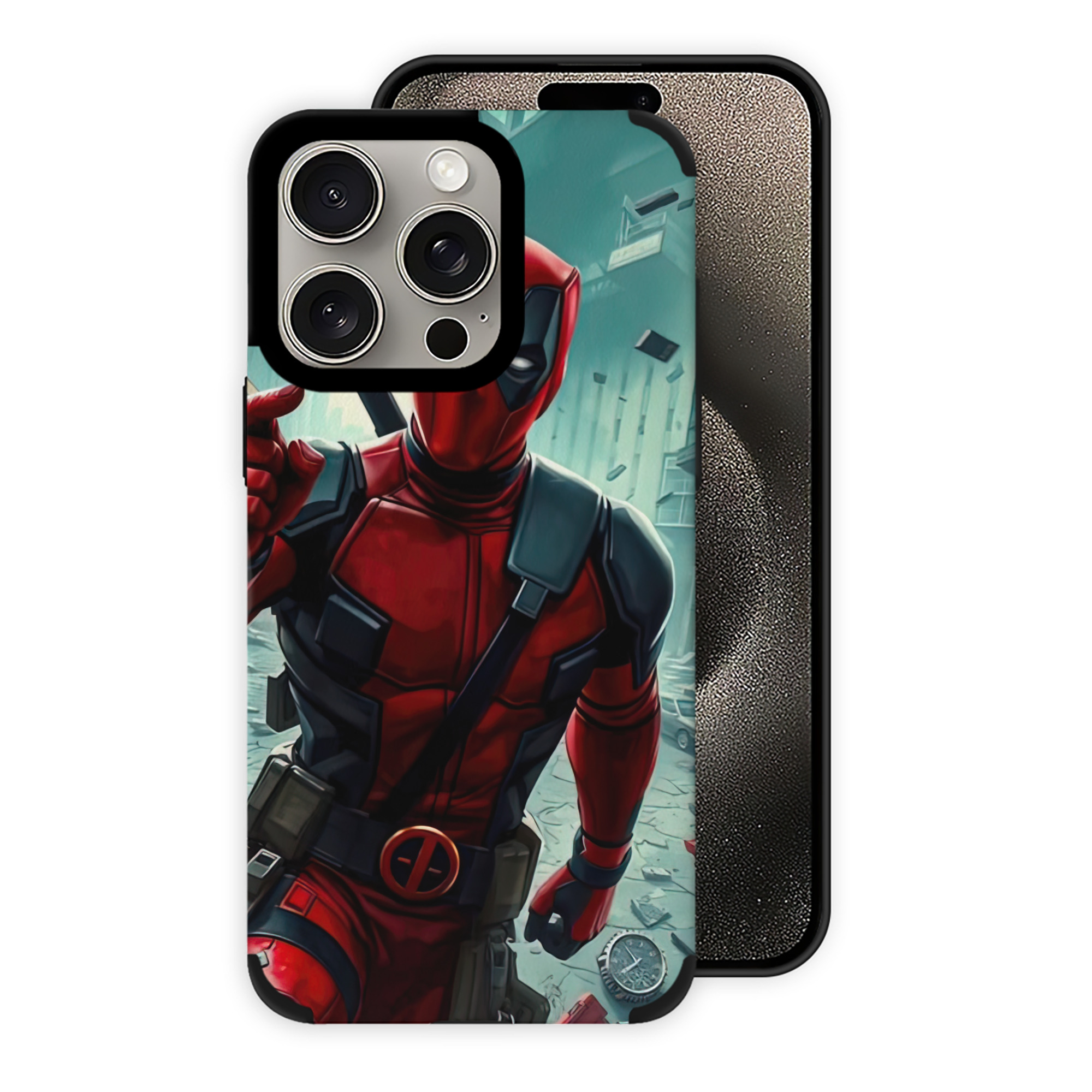 （画像用） Deadpool デッドプール 【iPhone15ProMax対応】 PUレザー スマホケース 耐衝撃＆黄変防止