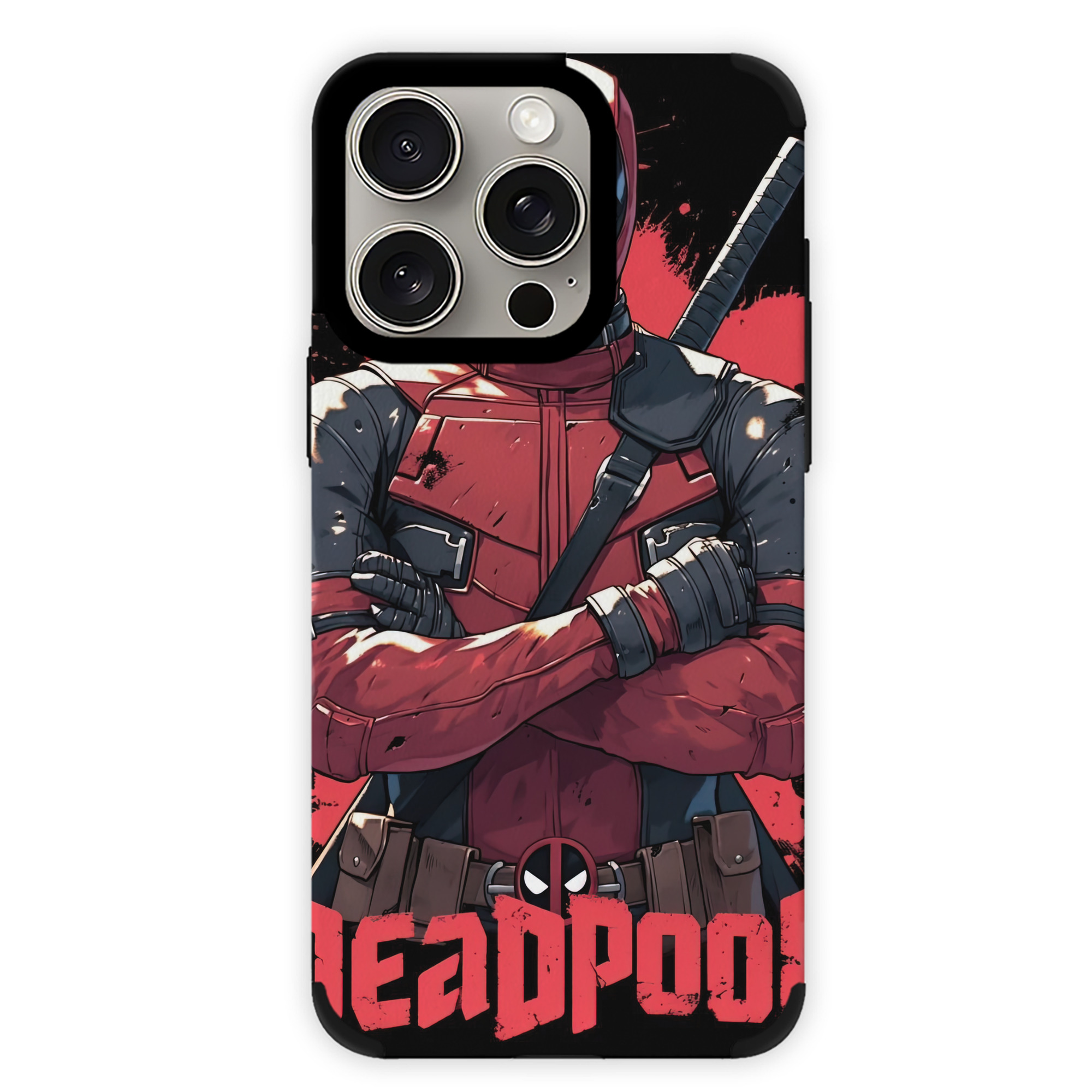 （画像用） Deadpool デッドプール 【iPhone15ProMax対応】 PUレザー スマホケース 耐衝撃＆黄変防止
