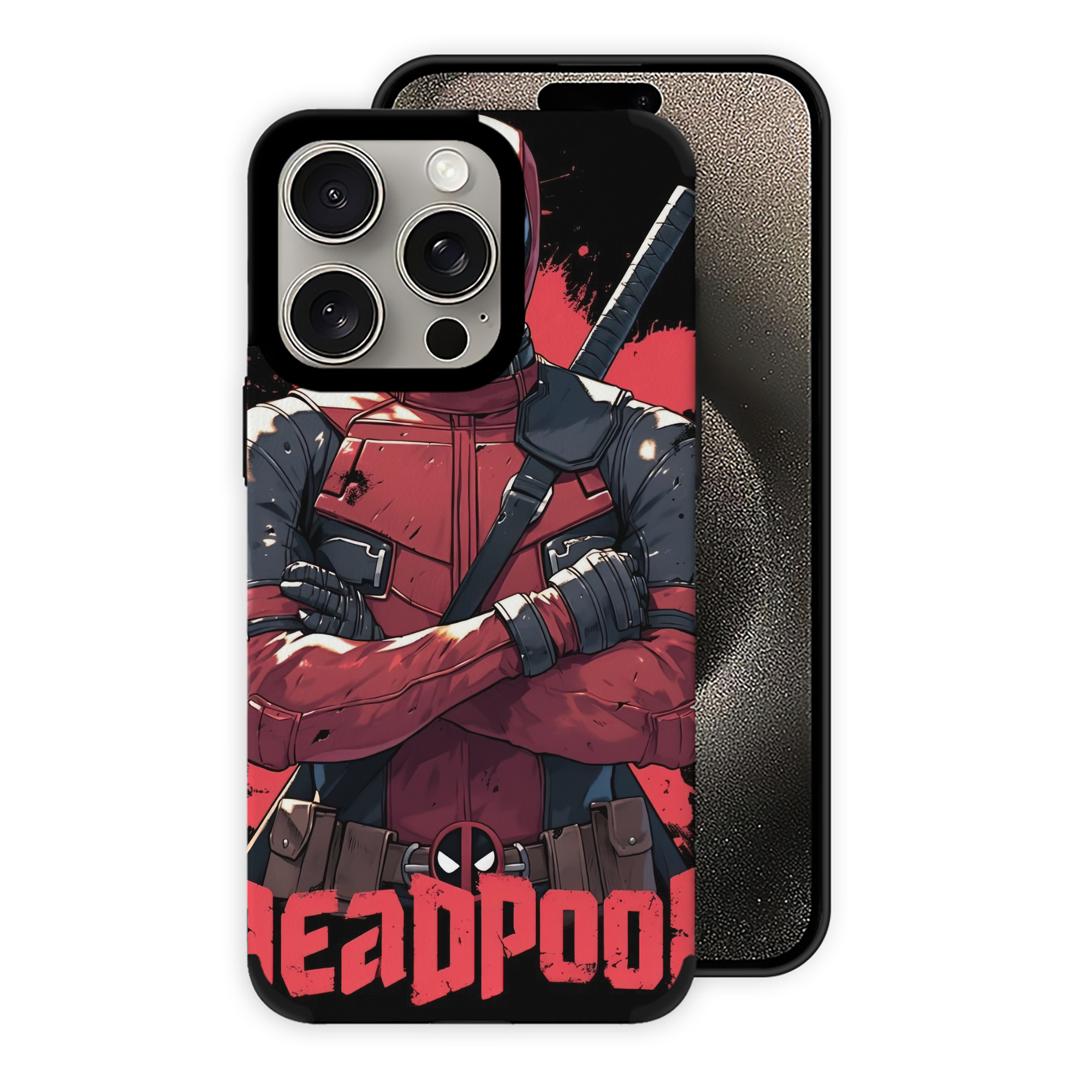 （画像用） Deadpool デッドプール 【iPhone15ProMax対応】 PUレザー スマホケース 耐衝撃＆黄変防止