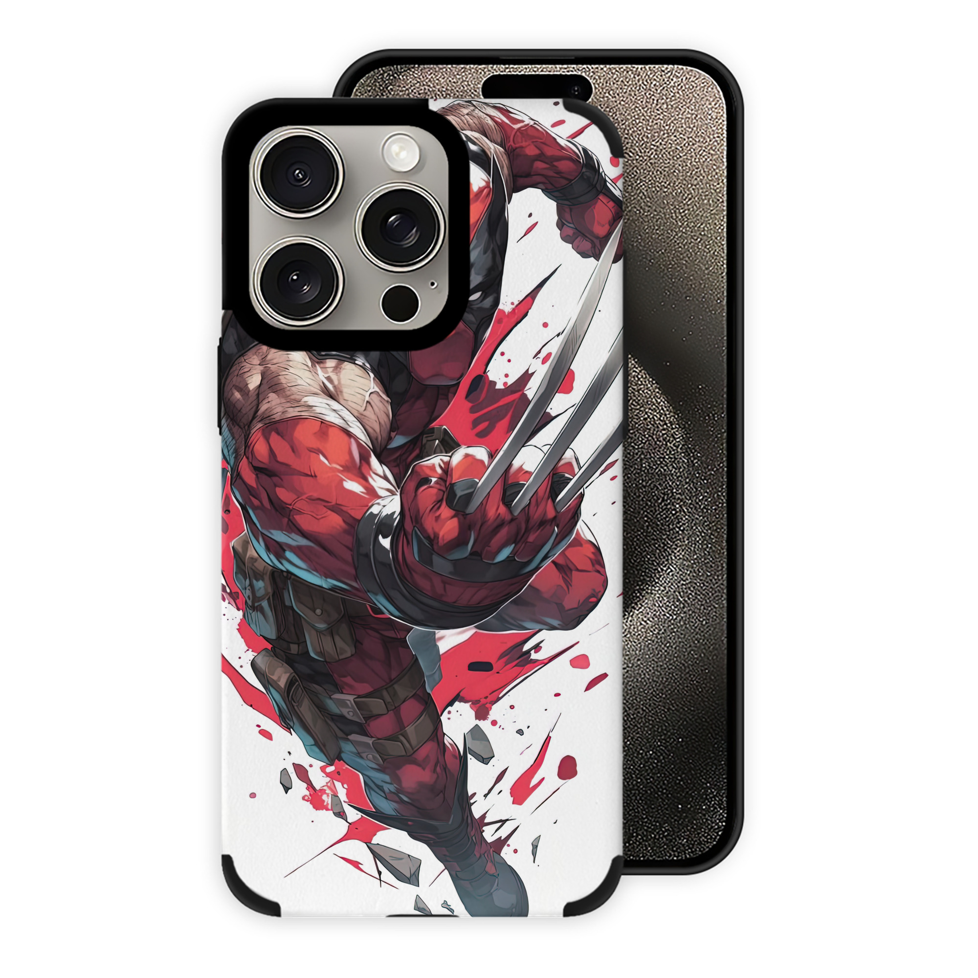 （画像用） Deadpool デッドプール 【iPhone15ProMax対応】 PUレザー スマホケース 耐衝撃＆黄変防止