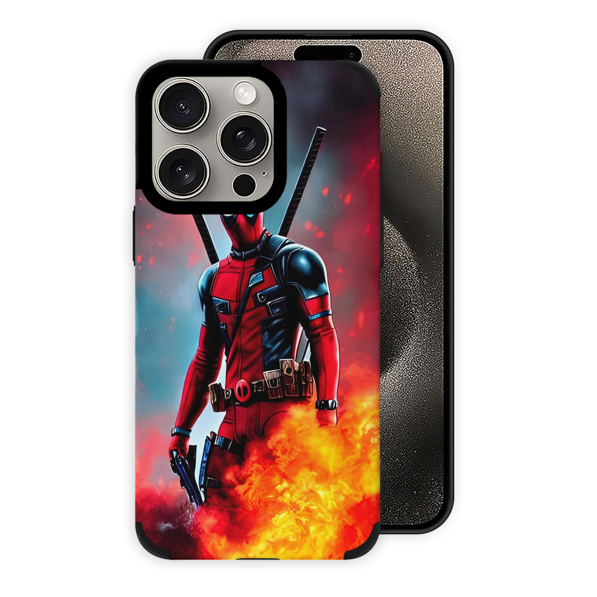 （画像用） Deadpool デッドプール 【iPhone15ProMax対応】 PUレザー スマホケース 耐衝撃＆黄変防止