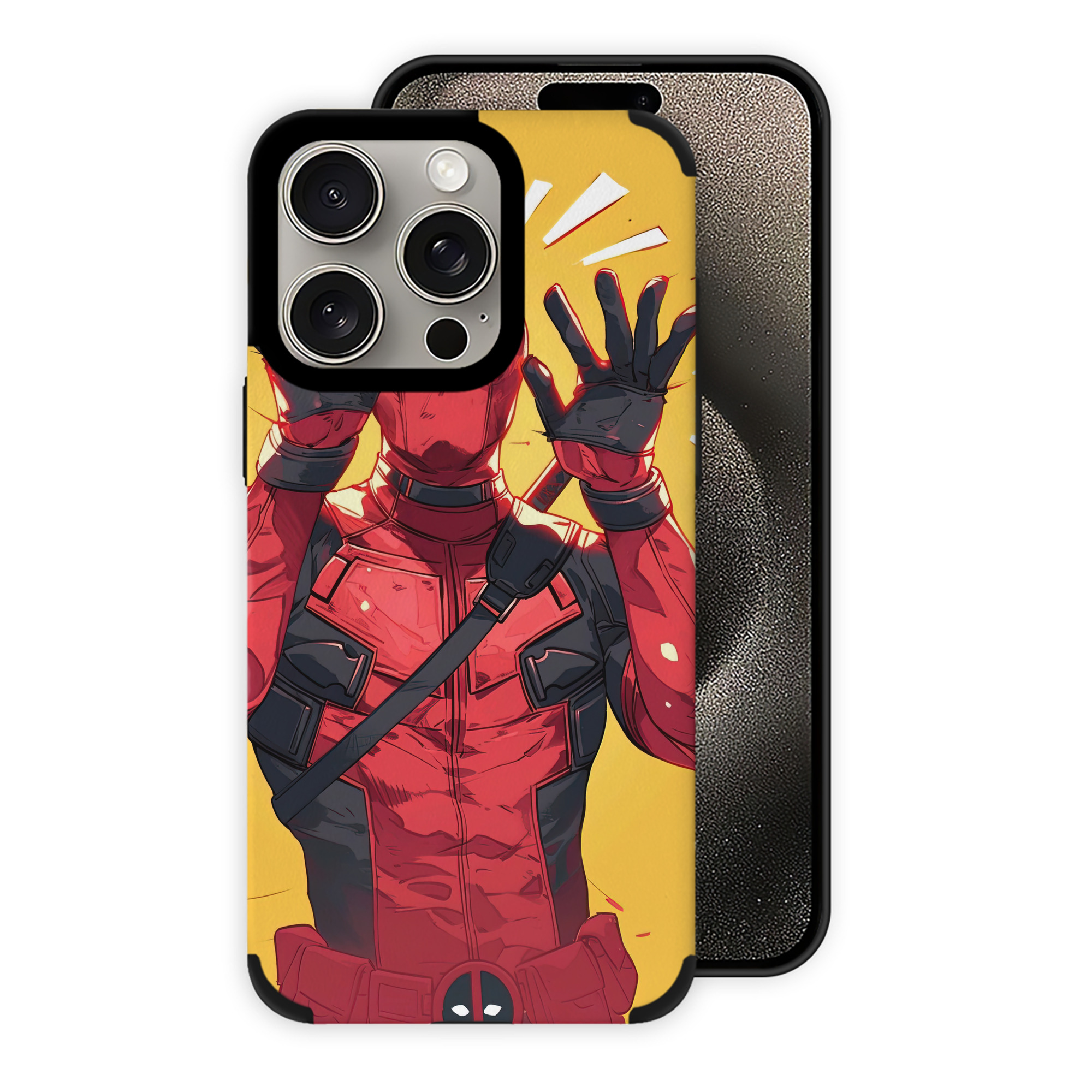 （画像用） Deadpool デッドプール 【iPhone15ProMax対応】 PUレザー スマホケース 耐衝撃＆黄変防止