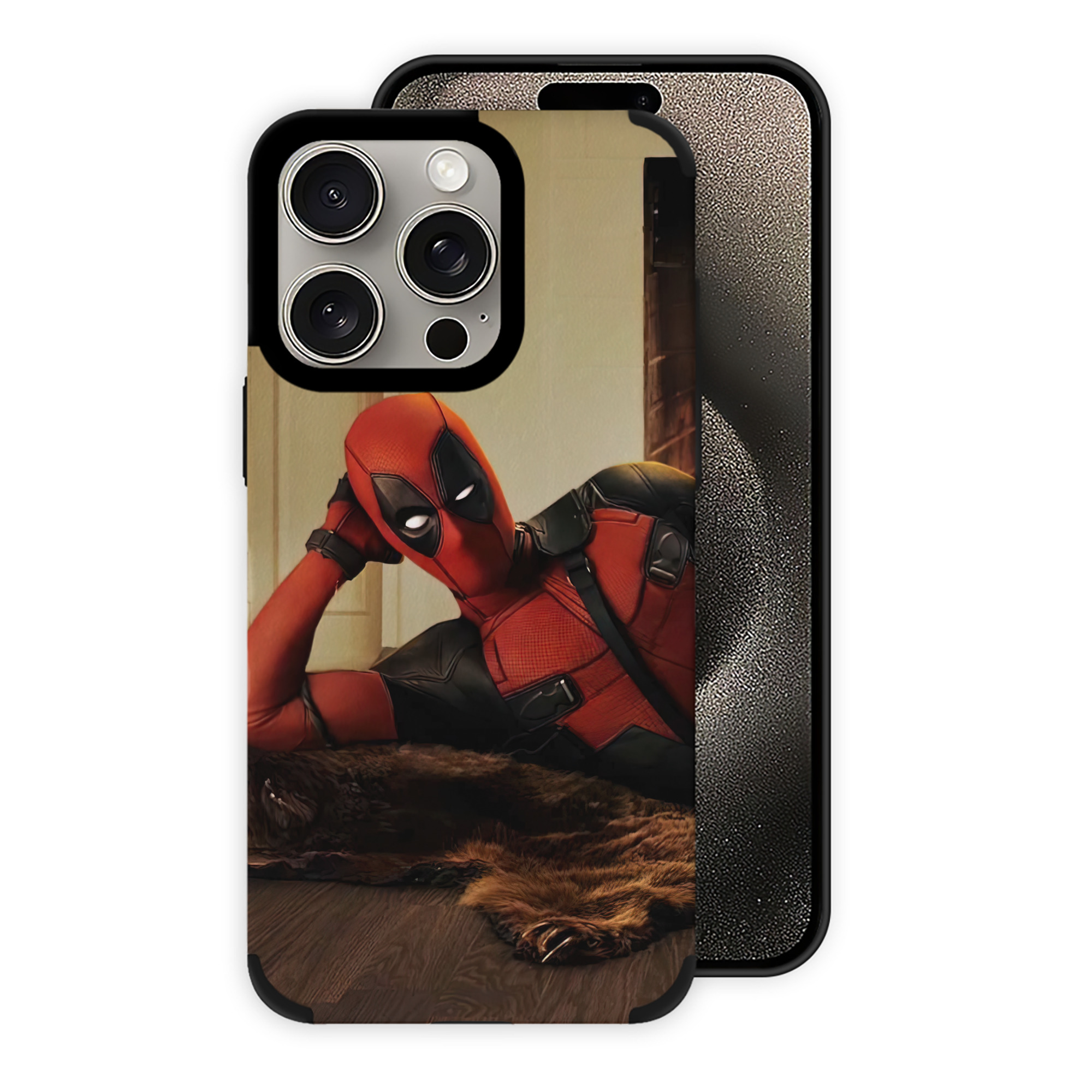 （画像用） Deadpool デッドプール 【iPhone15ProMax対応】 PUレザー スマホケース 耐衝撃＆黄変防止