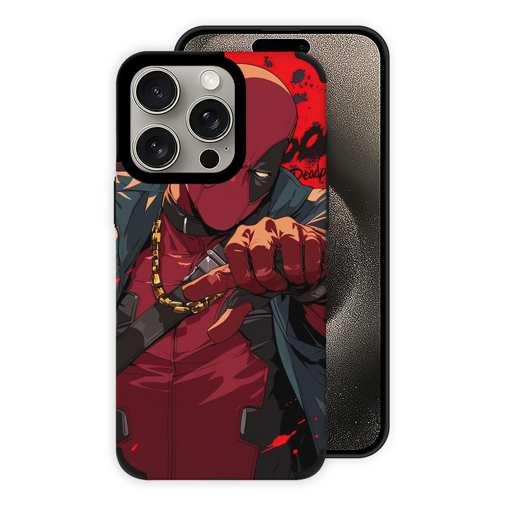 （画像用） Deadpool デッドプール 【iPhone15ProMax対応】 PUレザー スマホケース 耐衝撃＆黄変防止