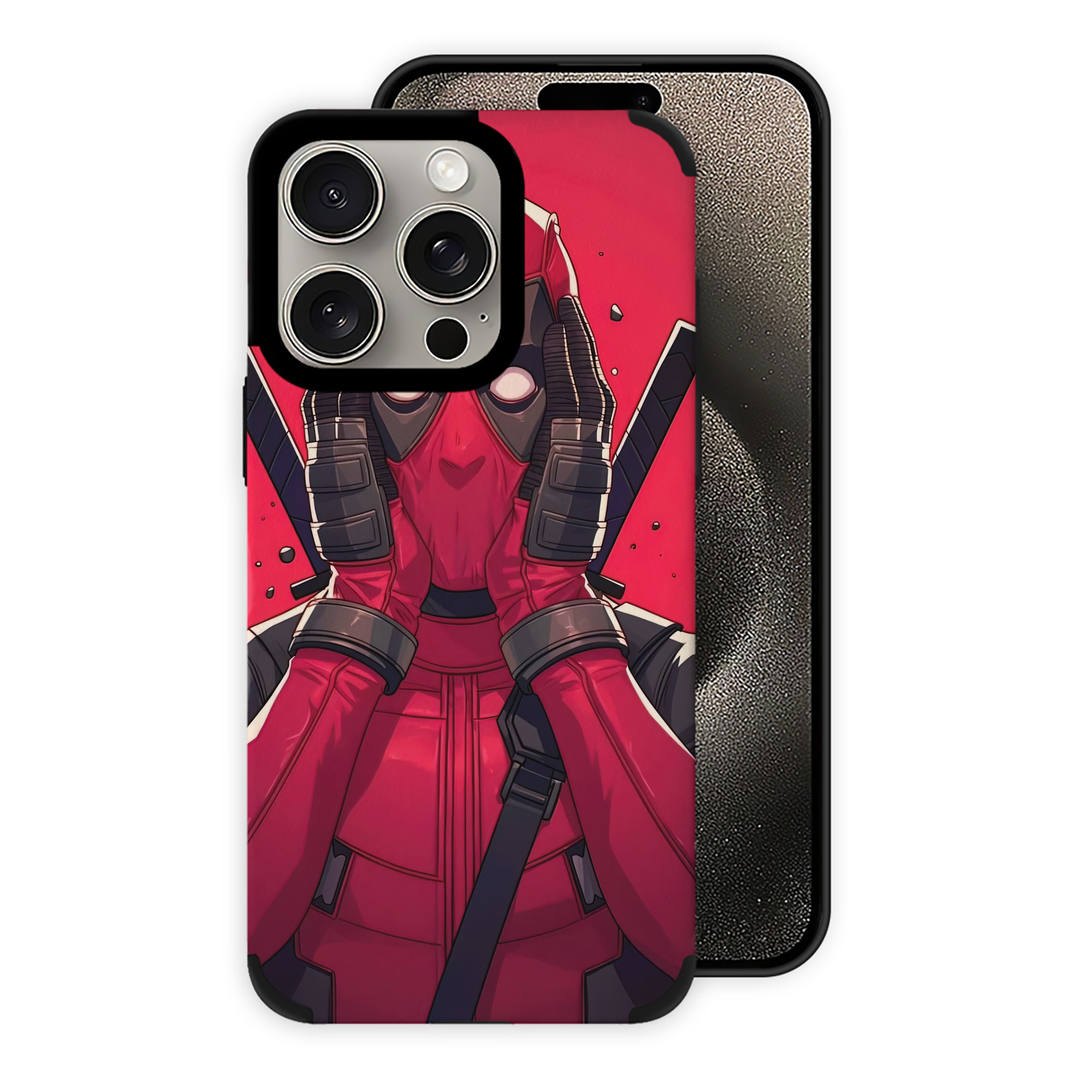 （画像用） Deadpool デッドプール 【iPhone15ProMax対応】 PUレザー スマホケース 耐衝撃＆黄変防止