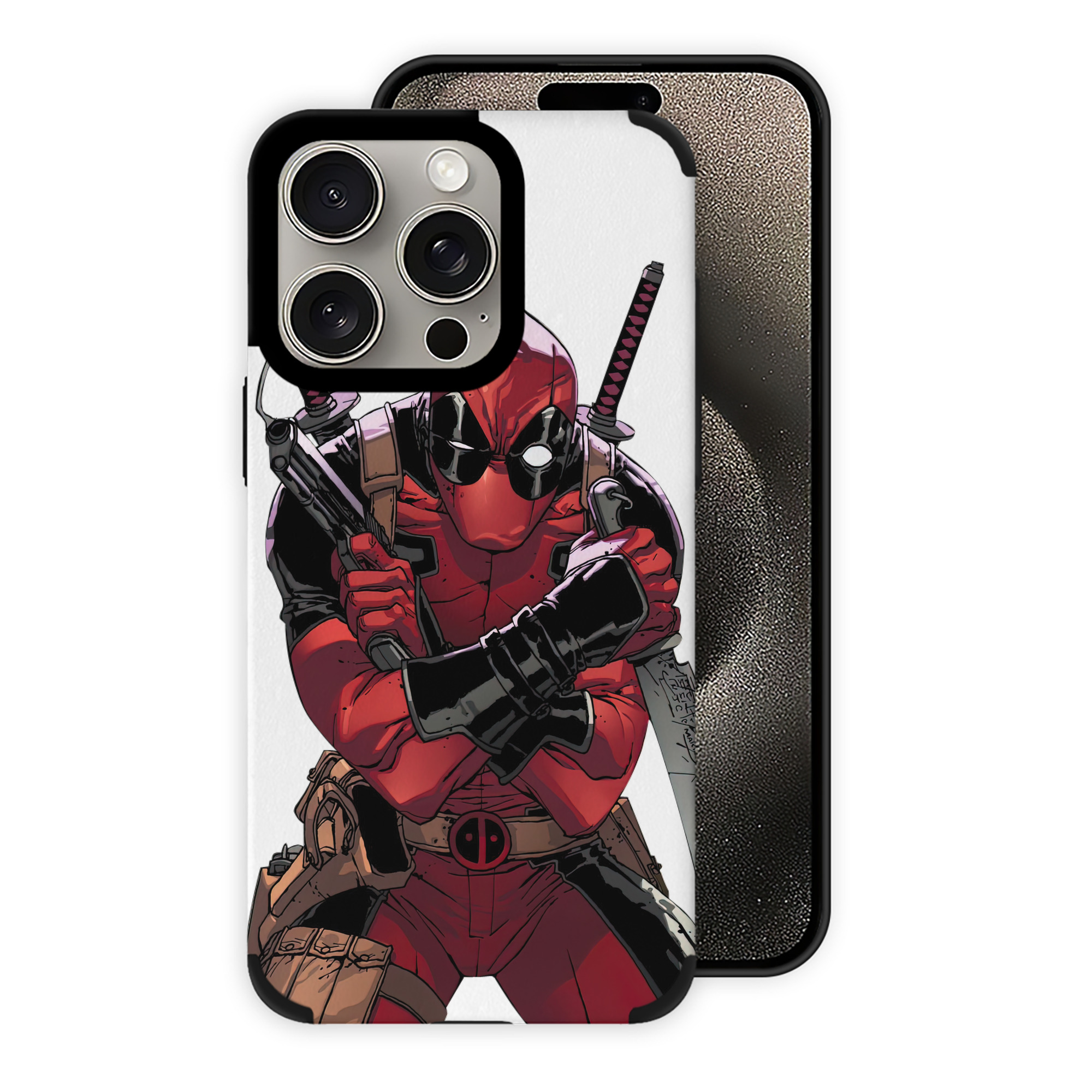 （画像用） Deadpool デッドプール 【iPhone15ProMax対応】 PUレザー スマホケース 耐衝撃＆黄変防止