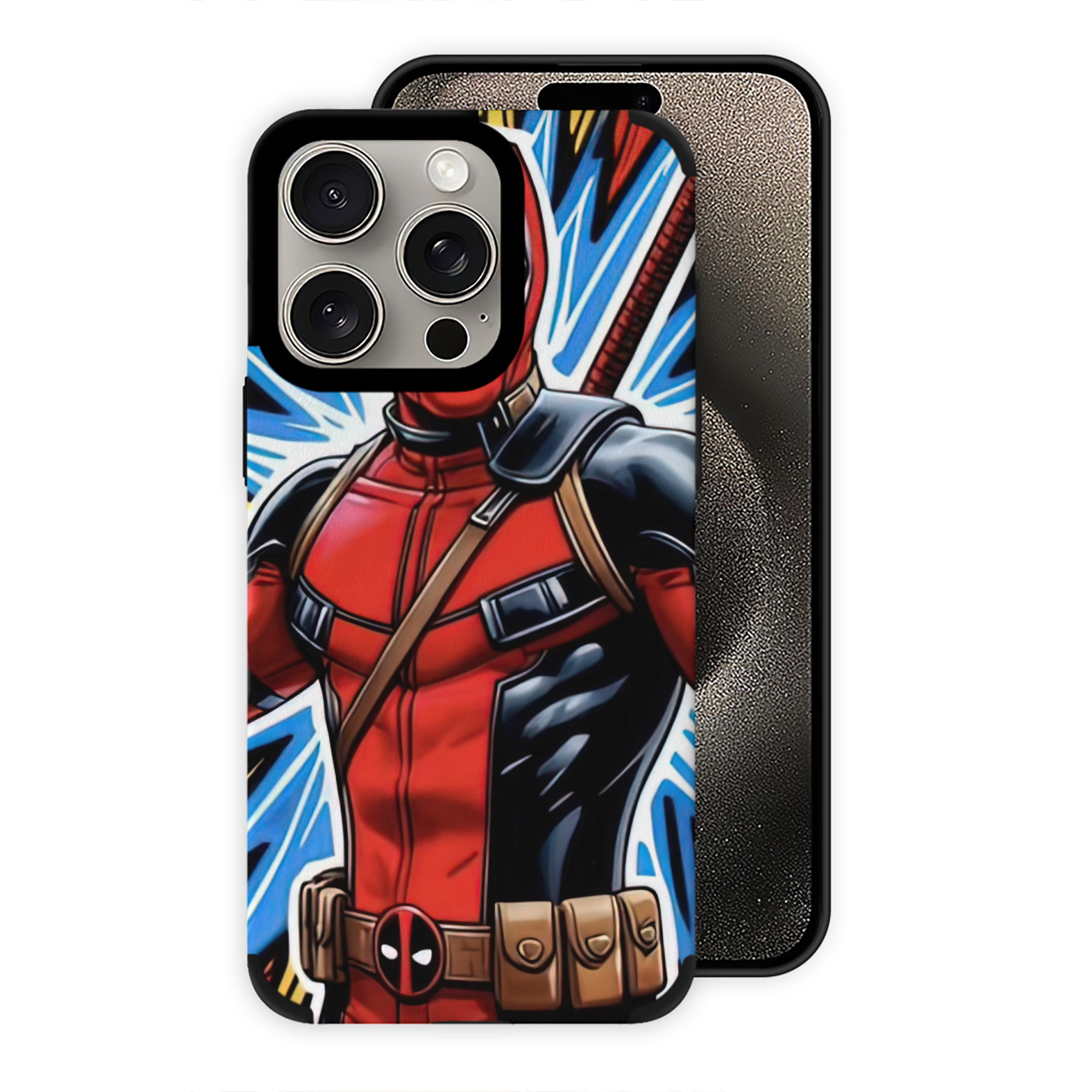 （画像用） Deadpool デッドプール 【iPhone15ProMax対応】 PUレザー スマホケース 耐衝撃＆黄変防止