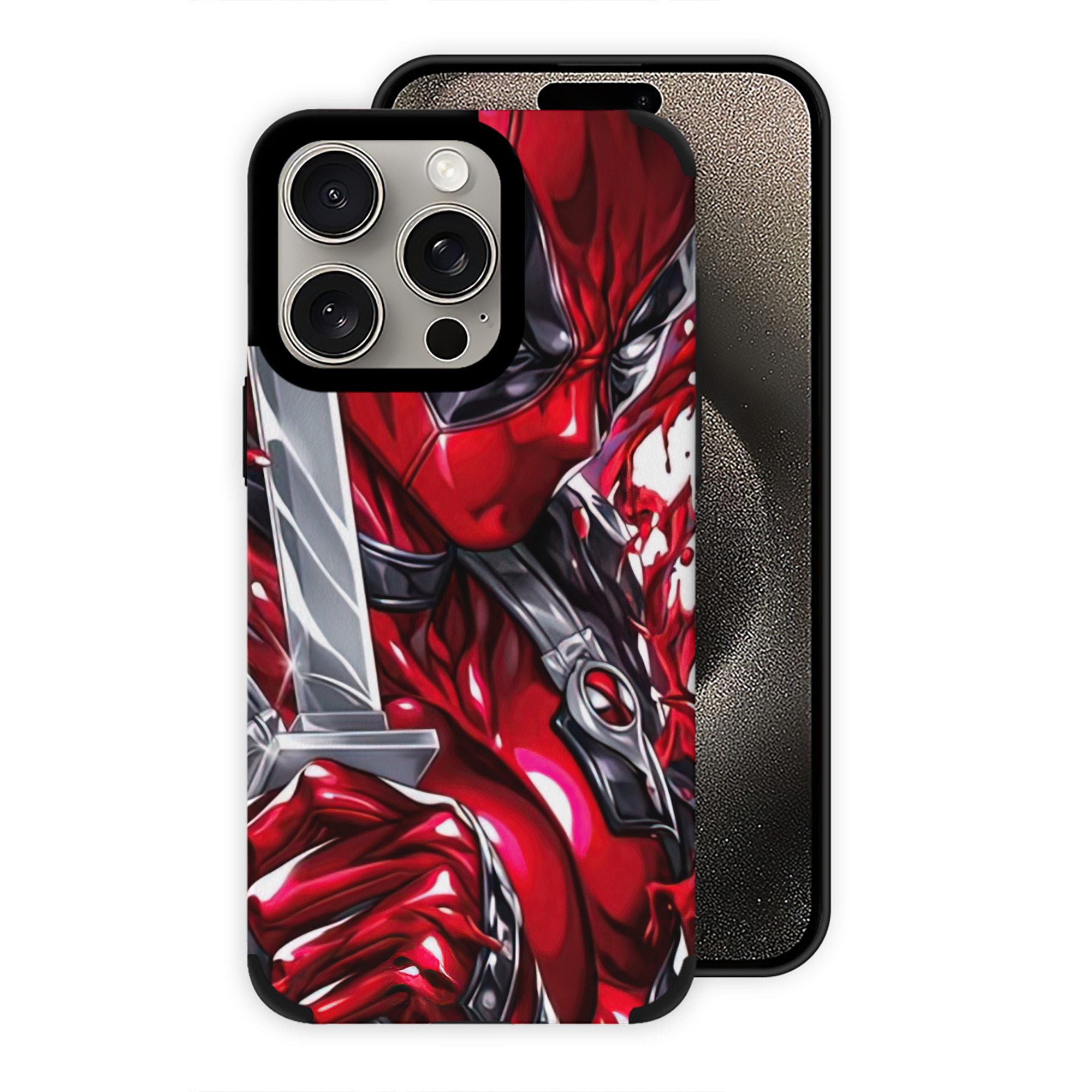 （画像用） Deadpool デッドプール 【iPhone15ProMax対応】 PUレザー スマホケース 耐衝撃＆黄変防止